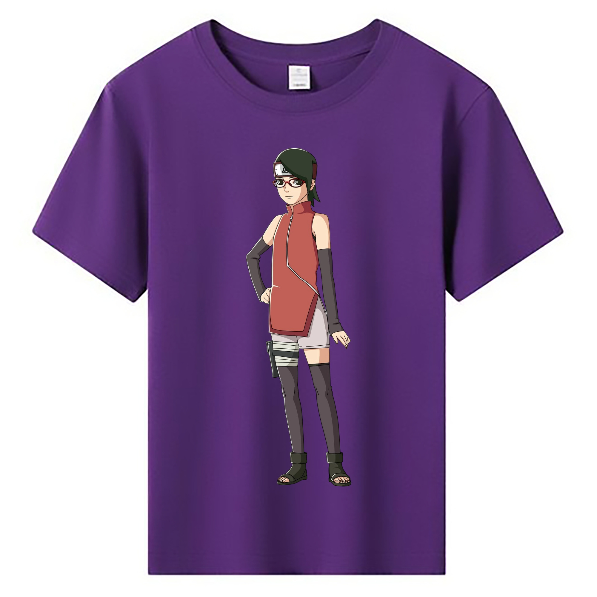 （画像用） NARUTO -ナルト- うちは サラダ Uchiha Sarada 綿100％キッズTシャツ（フロントプリント）