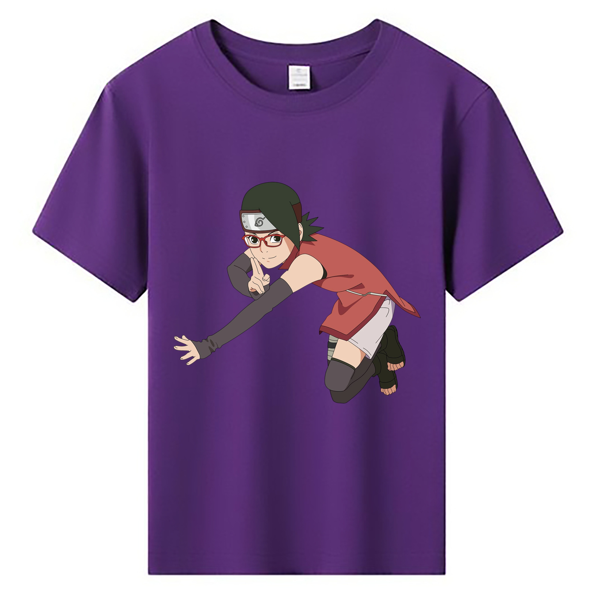 （画像用） NARUTO -ナルト- うちは サラダ Uchiha Sarada 綿100％キッズTシャツ（フロントプリント）