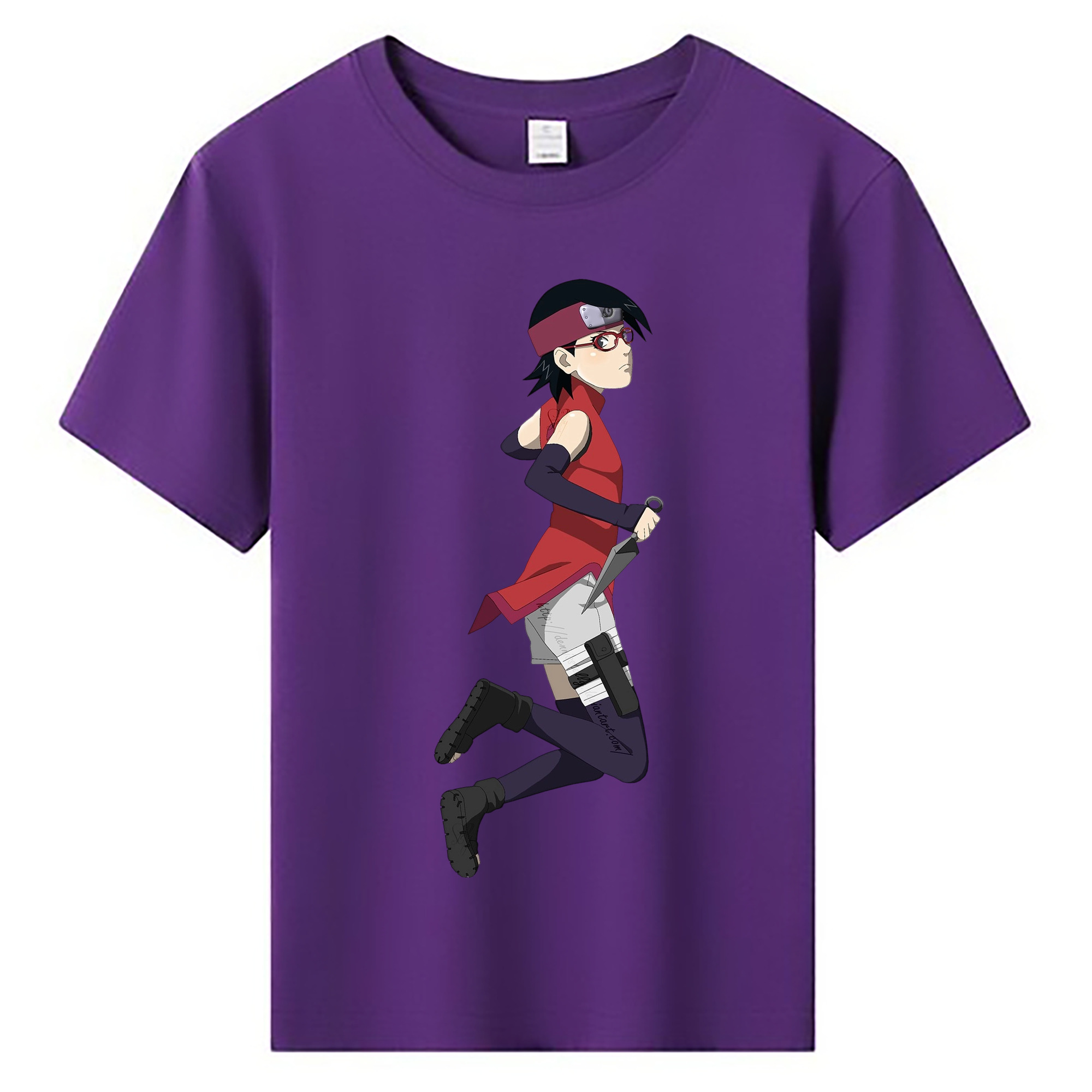 （画像用） NARUTO -ナルト- うちは サラダ Uchiha Sarada 綿100％キッズTシャツ（フロントプリント）