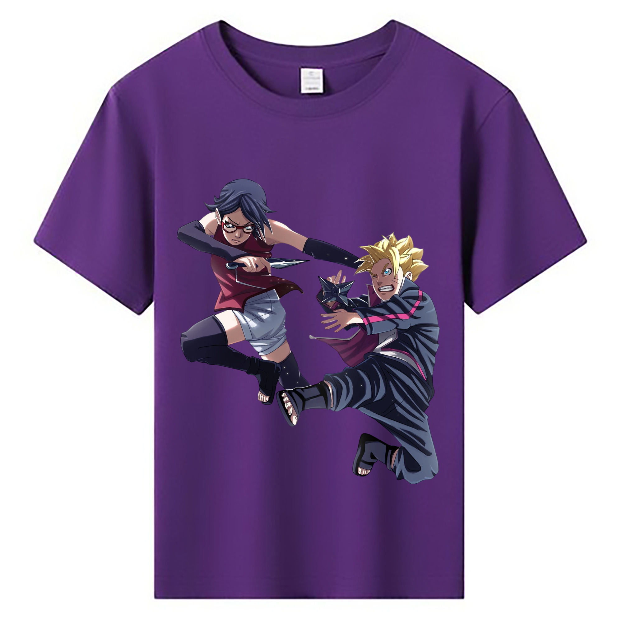 （画像用） NARUTO -ナルト- うちは サラダ Uchiha Sarada 綿100％キッズTシャツ（フロントプリント）