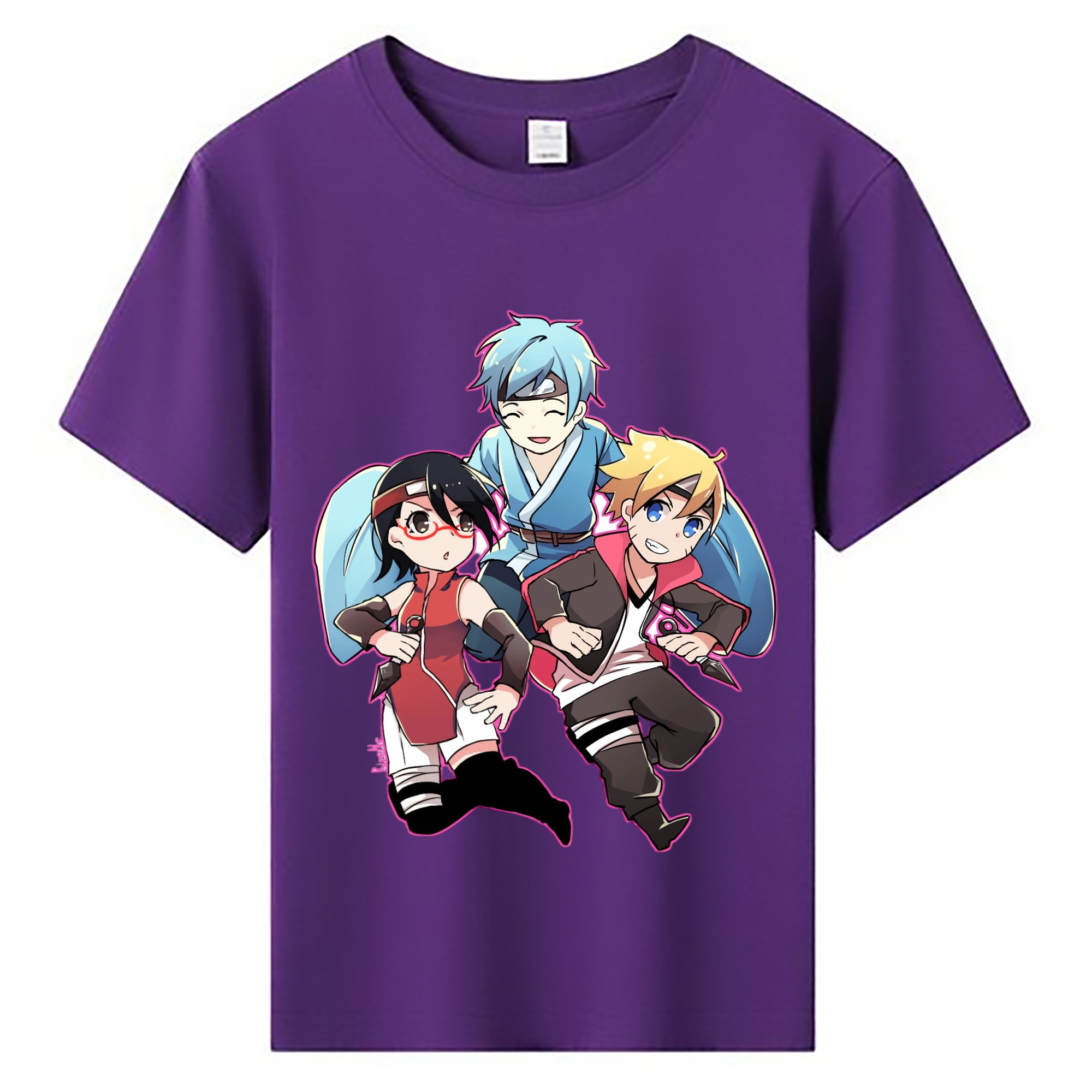 （画像用） NARUTO -ナルト- うちは サラダ Uchiha Sarada 綿100％キッズTシャツ（フロントプリント）