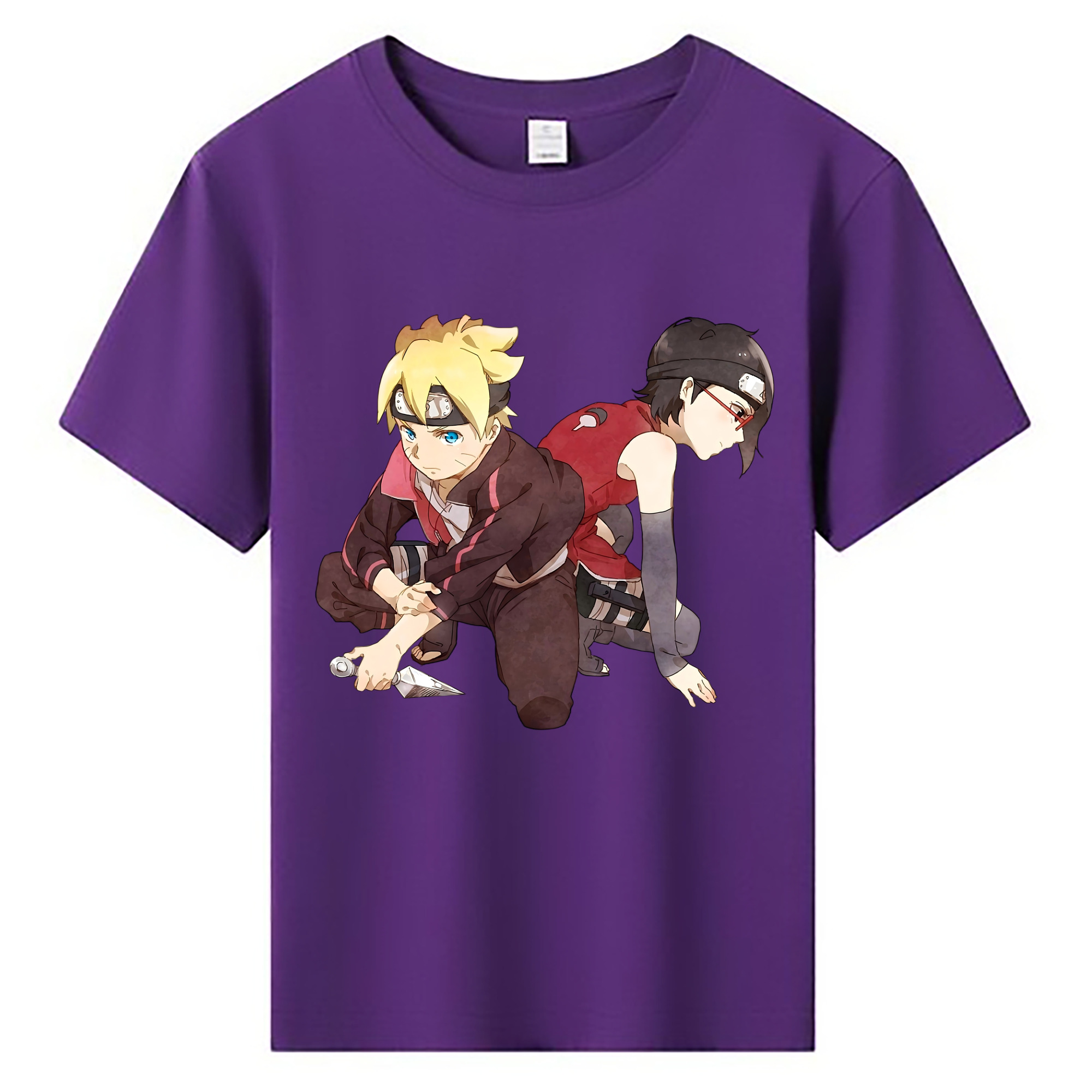（画像用） NARUTO -ナルト- うちは サラダ Uchiha Sarada 綿100％キッズTシャツ（フロントプリント）