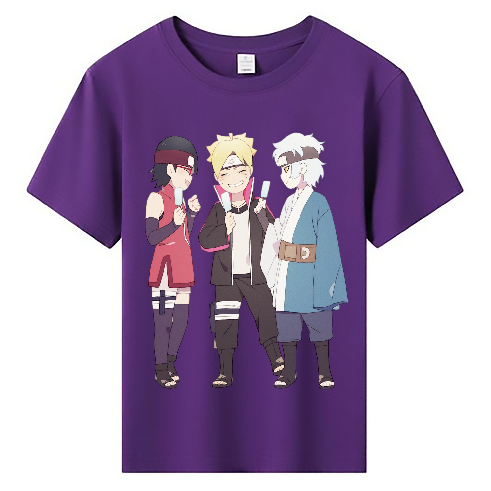 （画像用） NARUTO -ナルト- うちは サラダ Uchiha Sarada 綿100％キッズTシャツ（フロントプリント）