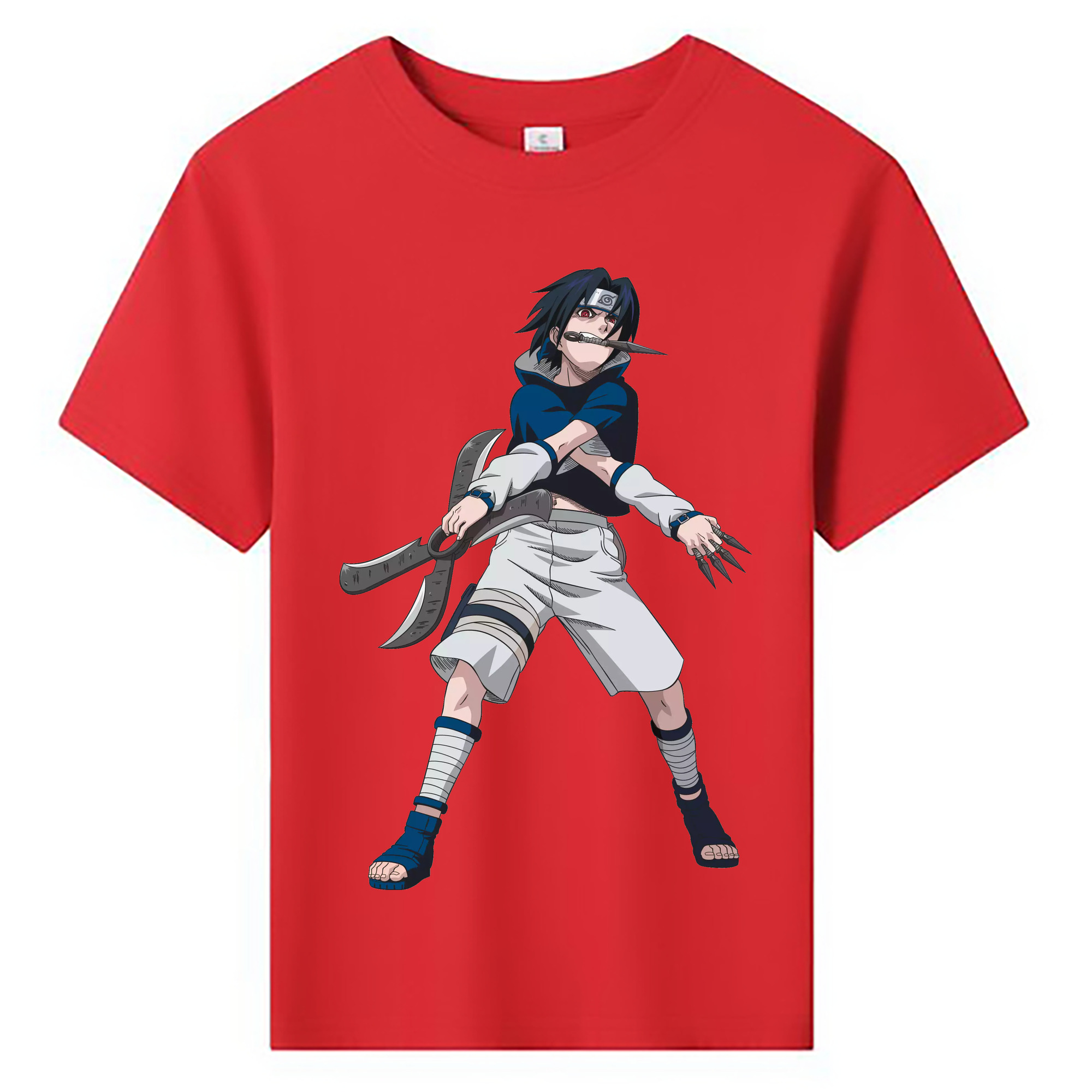 （画像用） NARUTO -ナルト- うちは サスケ Uchiha Sasuke 綿100％キッズTシャツ（フロントプリント）