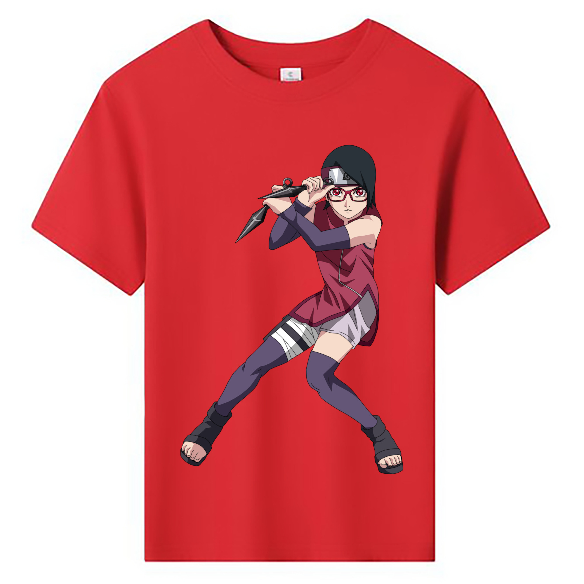 （画像用） NARUTO -ナルト- うちは サラダ Uchiha Sarada 綿100％キッズTシャツ（フロントプリント）
