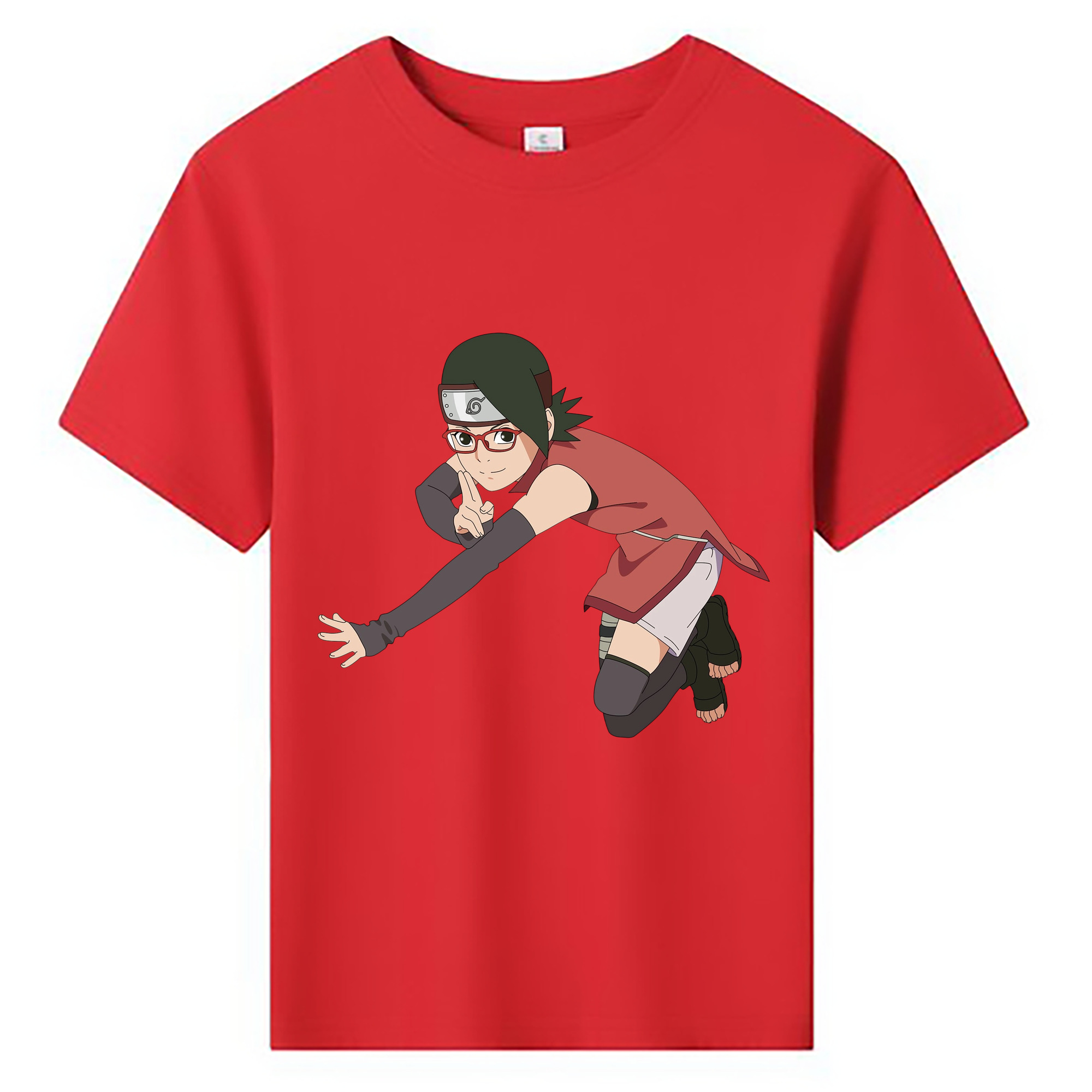 （画像用） NARUTO -ナルト- うちは サラダ Uchiha Sarada 綿100％キッズTシャツ（フロントプリント）