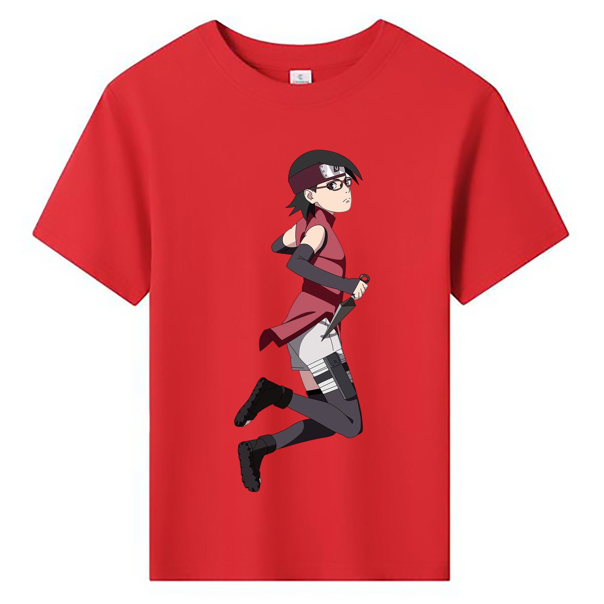 （画像用） NARUTO -ナルト- うちは サラダ Uchiha Sarada 綿100％キッズTシャツ（フロントプリント）