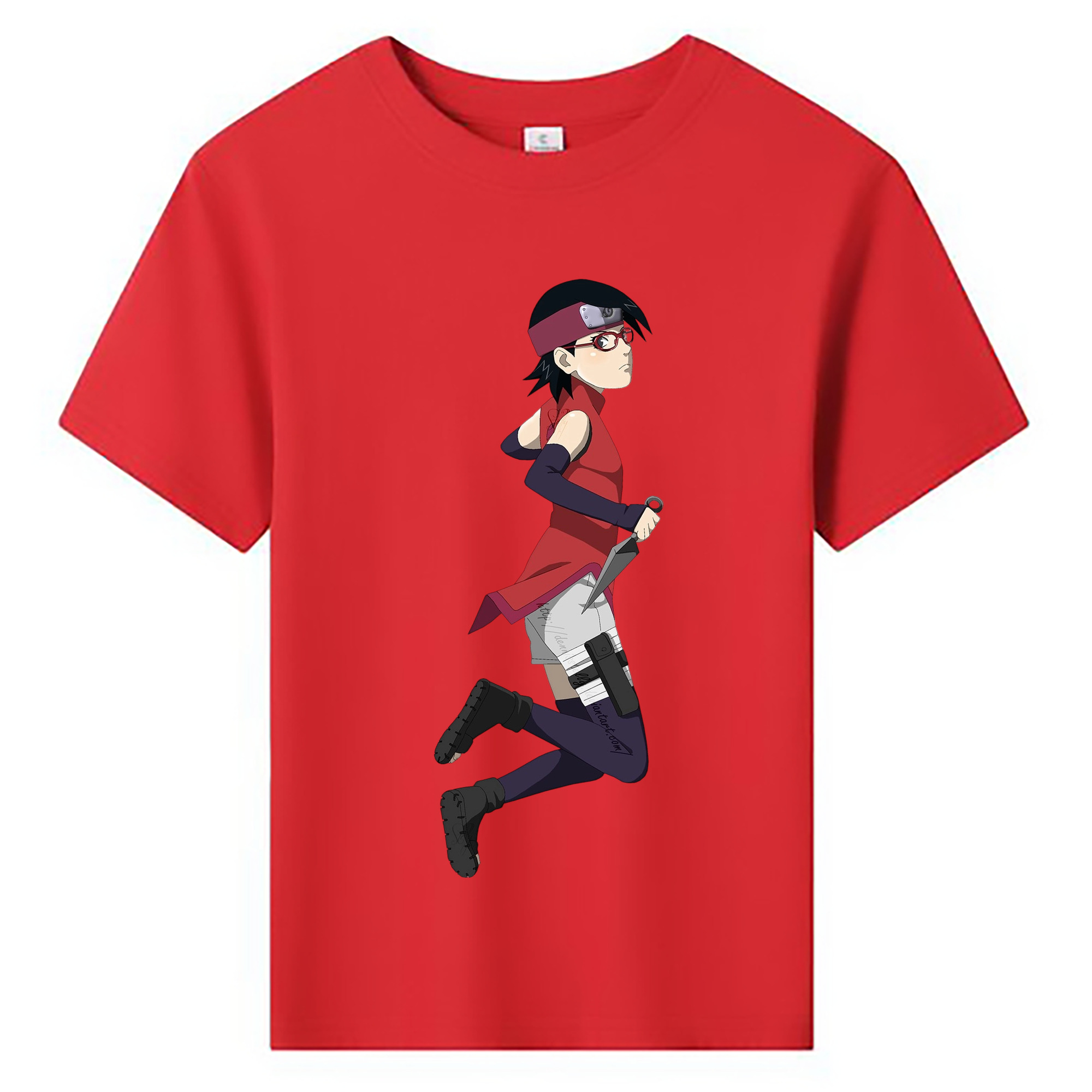 （画像用） NARUTO -ナルト- うちは サラダ Uchiha Sarada 綿100％キッズTシャツ（フロントプリント）