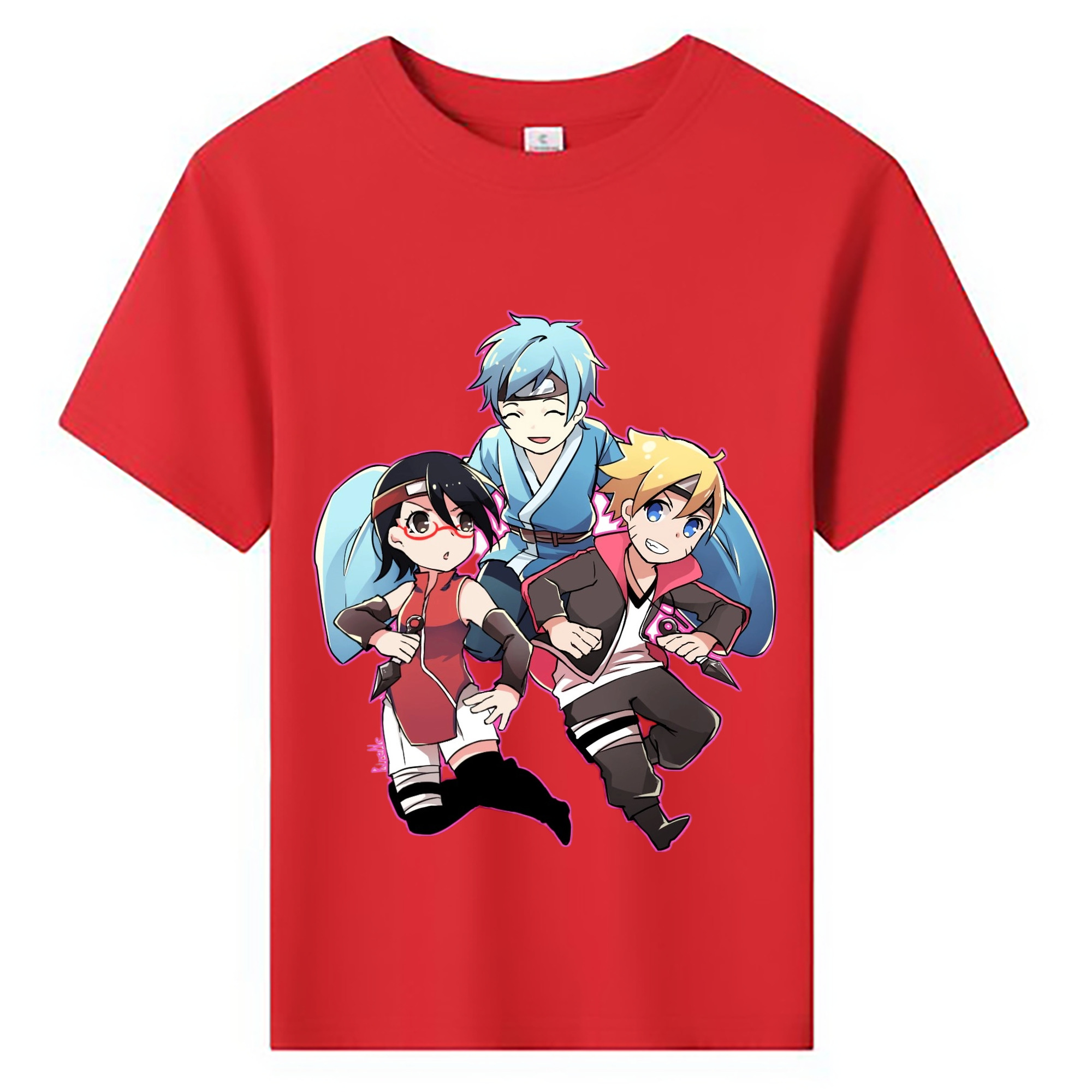 （画像用） NARUTO -ナルト- うちは サラダ Uchiha Sarada 綿100％キッズTシャツ（フロントプリント）