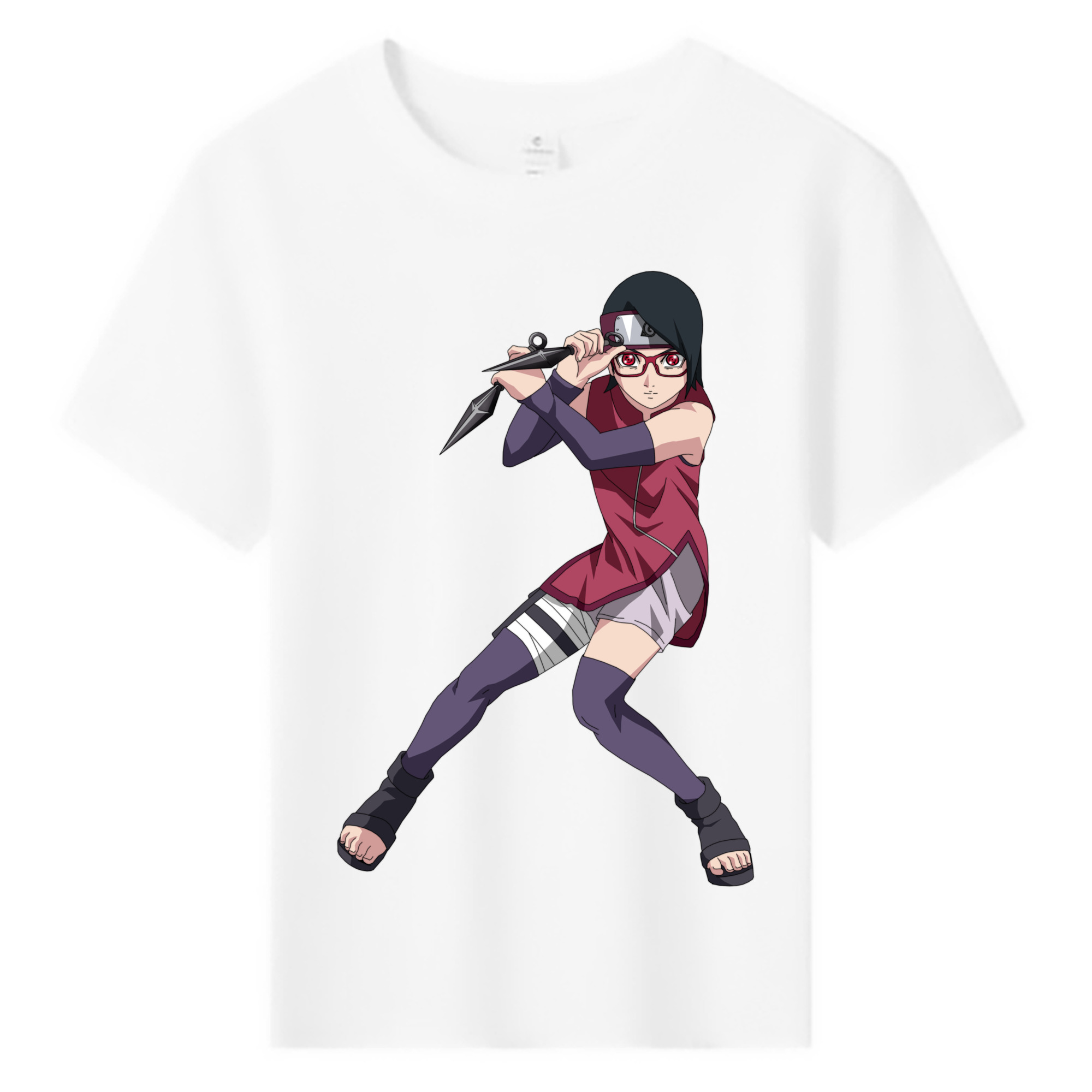 （画像用） NARUTO -ナルト- うちは サラダ Uchiha Sarada 綿100％キッズTシャツ（フロントプリント）