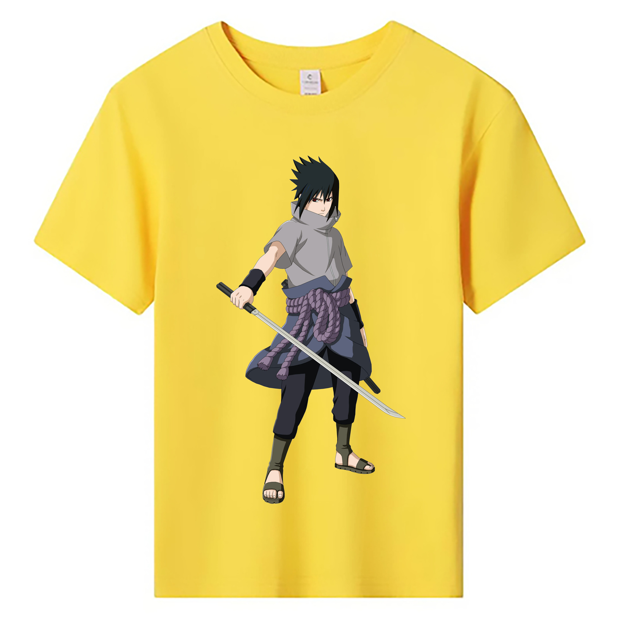 （画像用） NARUTO -ナルト- うちは サスケ Uchiha Sasuke 綿100％キッズTシャツ（フロントプリント）