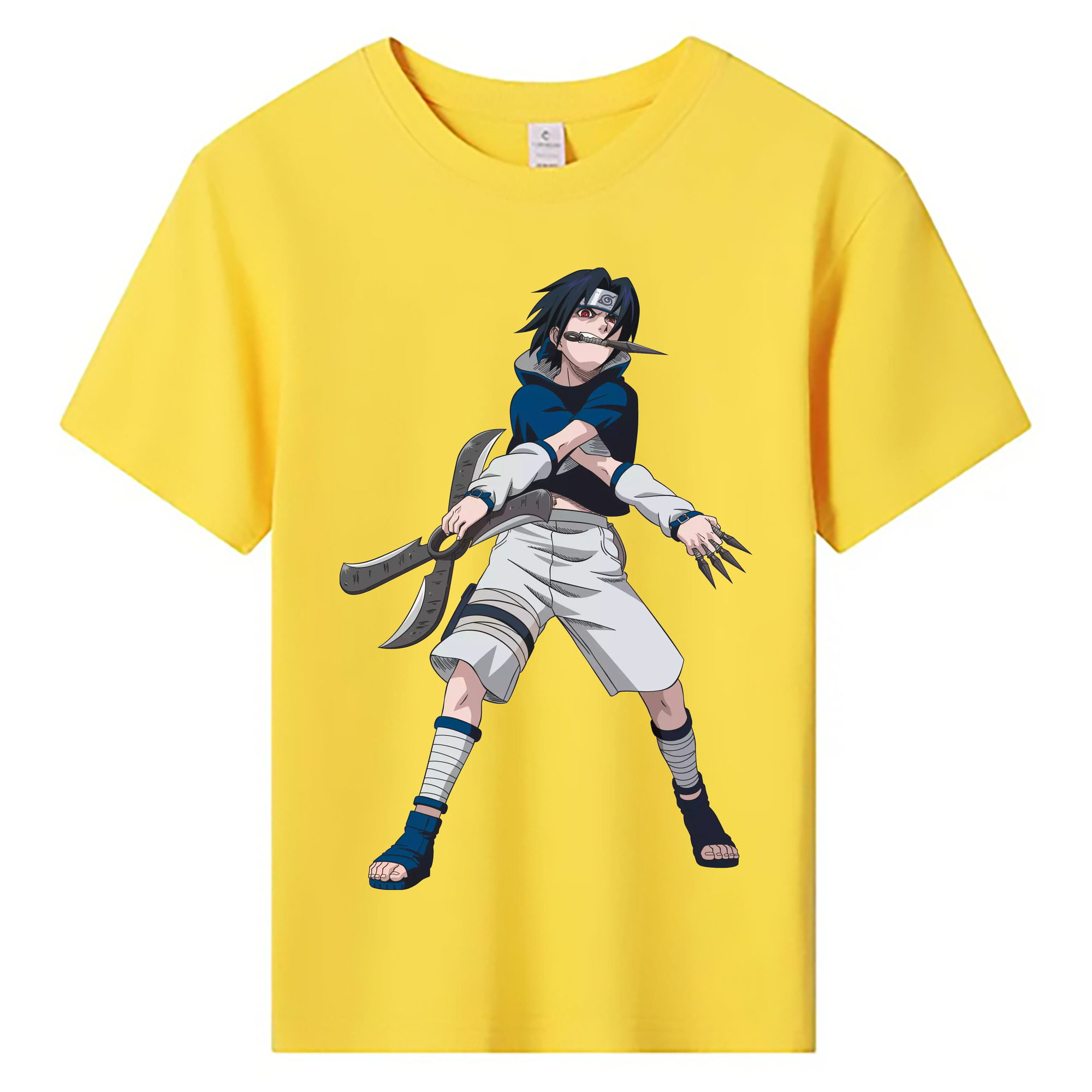 （画像用） NARUTO -ナルト- うちは サスケ Uchiha Sasuke 綿100％キッズTシャツ（フロントプリント）