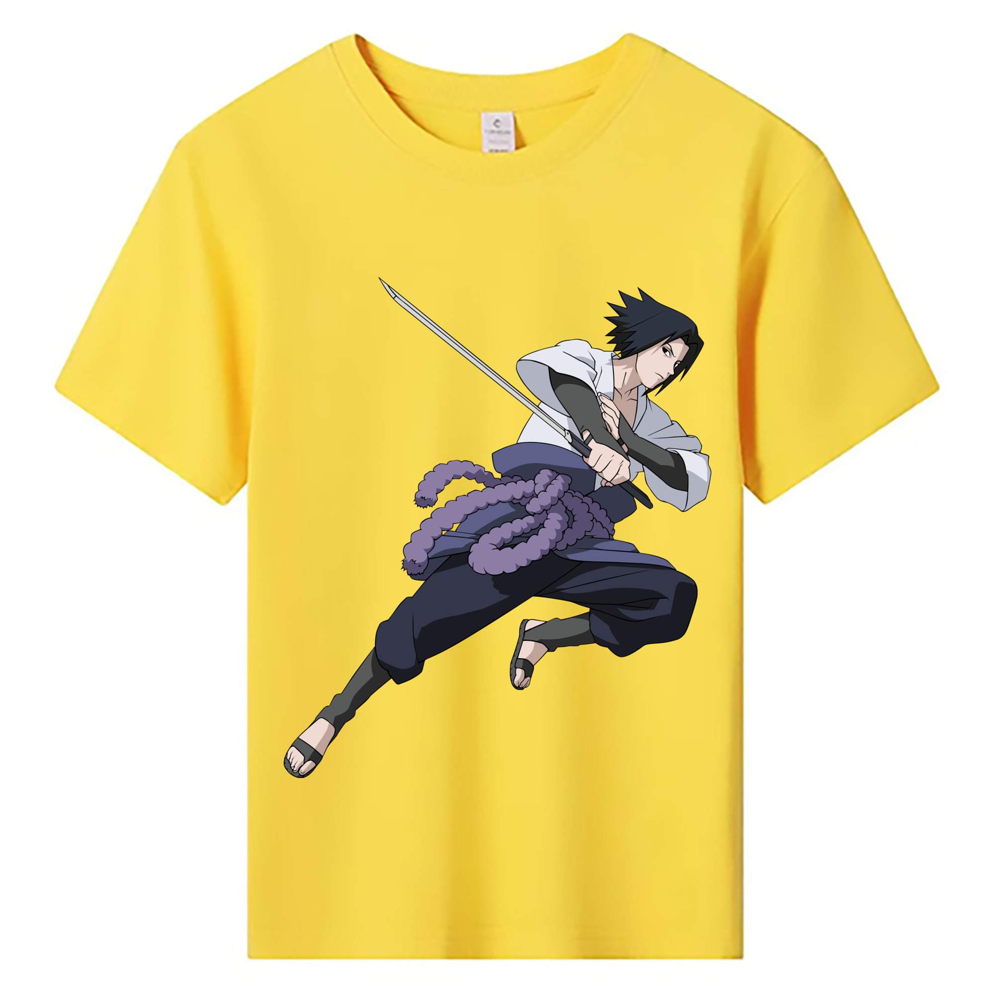 （画像用） NARUTO -ナルト- うちは サスケ Uchiha Sasuke 綿100％キッズTシャツ（フロントプリント）