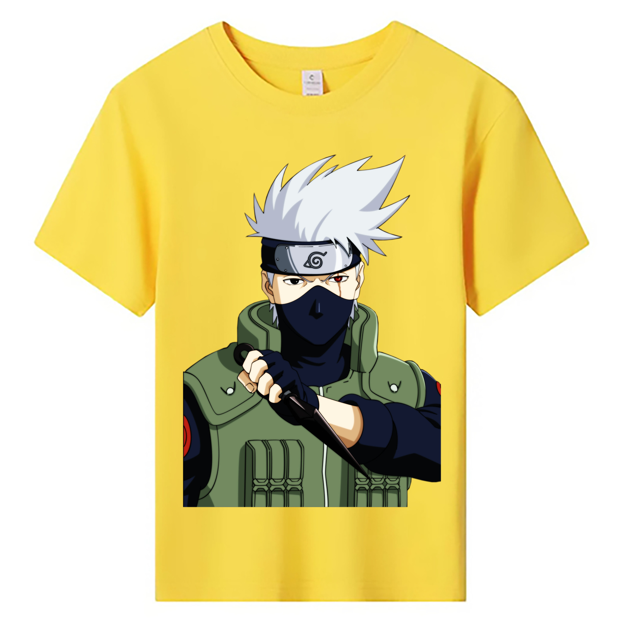 （画像用） NARUTO -ナルト- はたけ カカシ Hatake Kakashi 綿100％キッズTシャツ（フロントプリント）