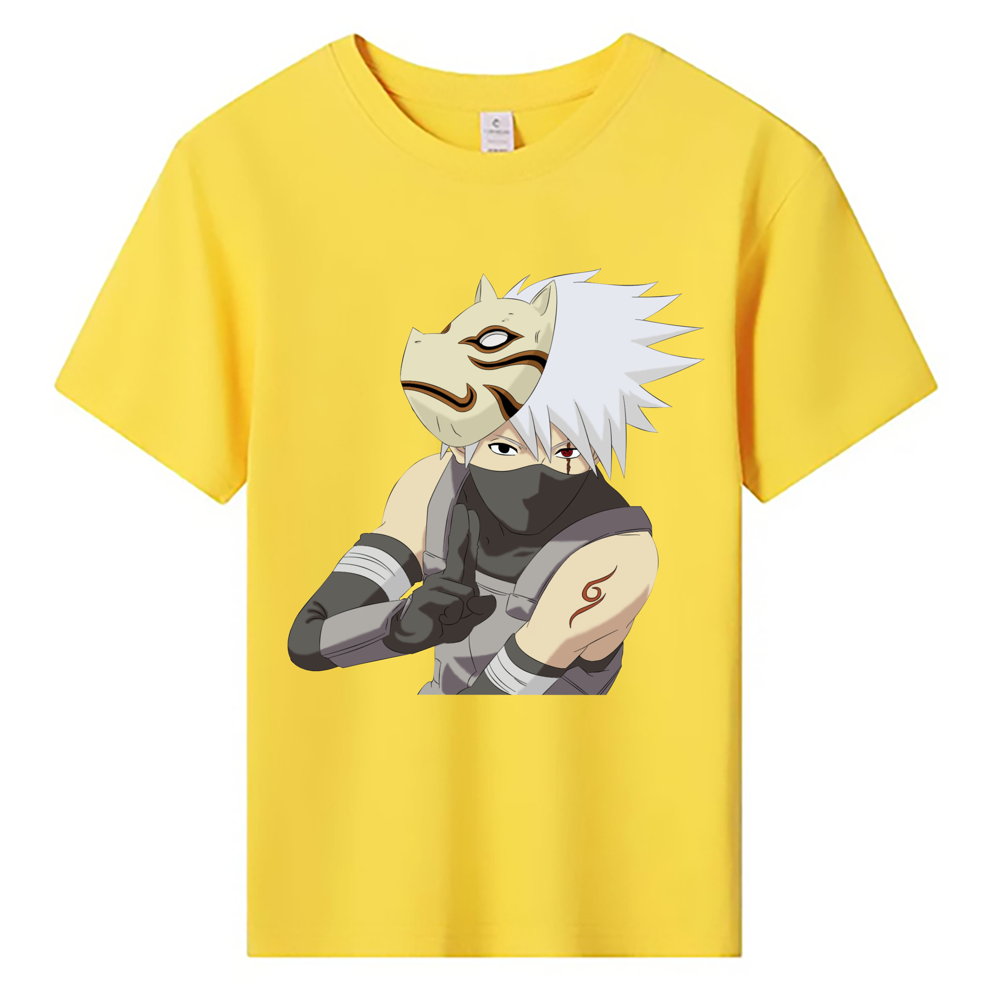 （画像用） NARUTO -ナルト- はたけ カカシ Hatake Kakashi 綿100％キッズTシャツ（フロントプリント）