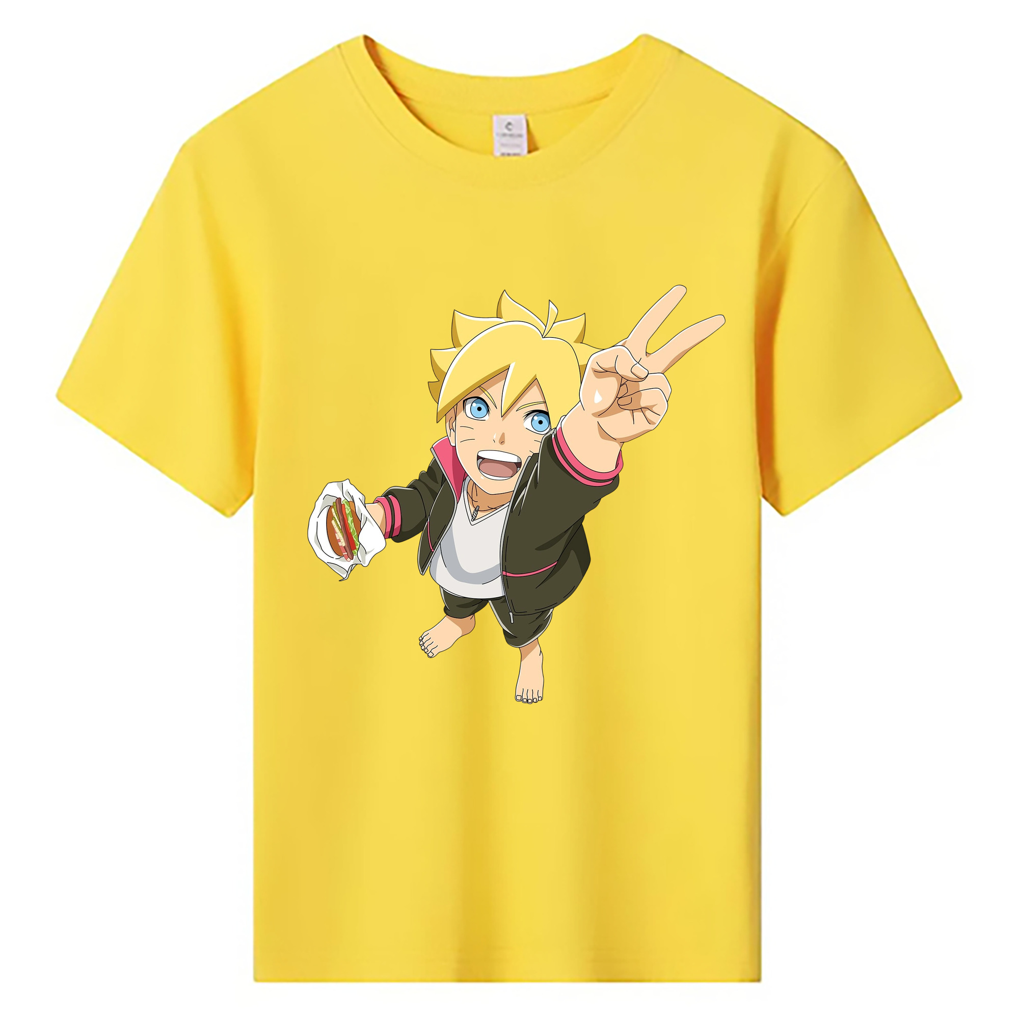 （画像用） NARUTO -ナルト- うずまき ボルト Uzumaki Boruto 綿100％キッズTシャツ（フロントプリント）