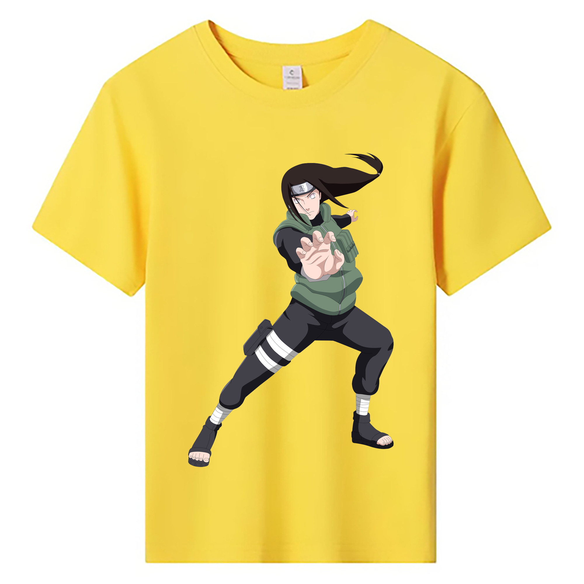 （画像用） NARUTO -ナルト- 日向ネジ Hyūga Neji 綿100％キッズTシャツ（フロントプリント）