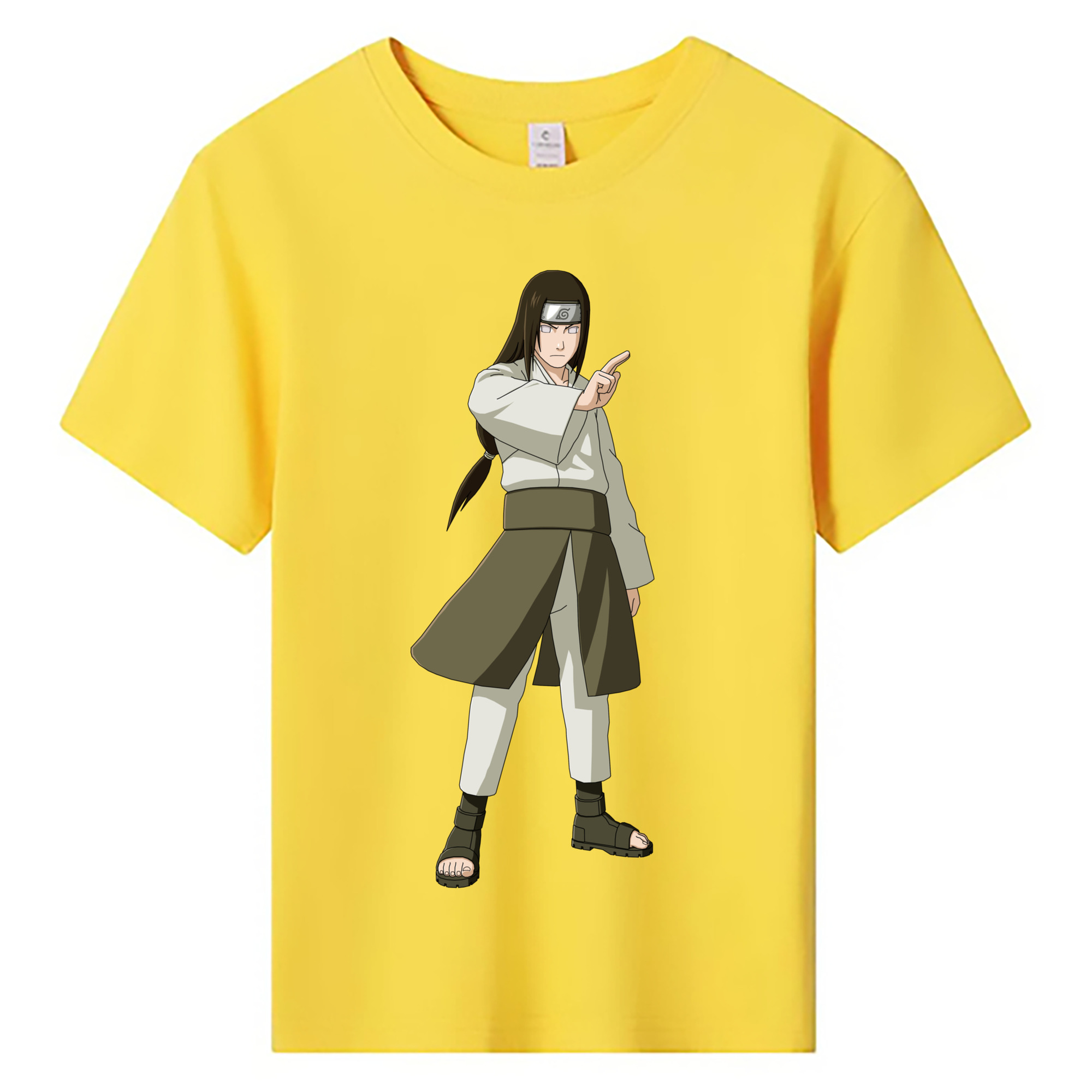 NARUTO -ナルト- 日向ネジ Hyūga Neji 綿100％キッズTシャツ（フロントプリント）