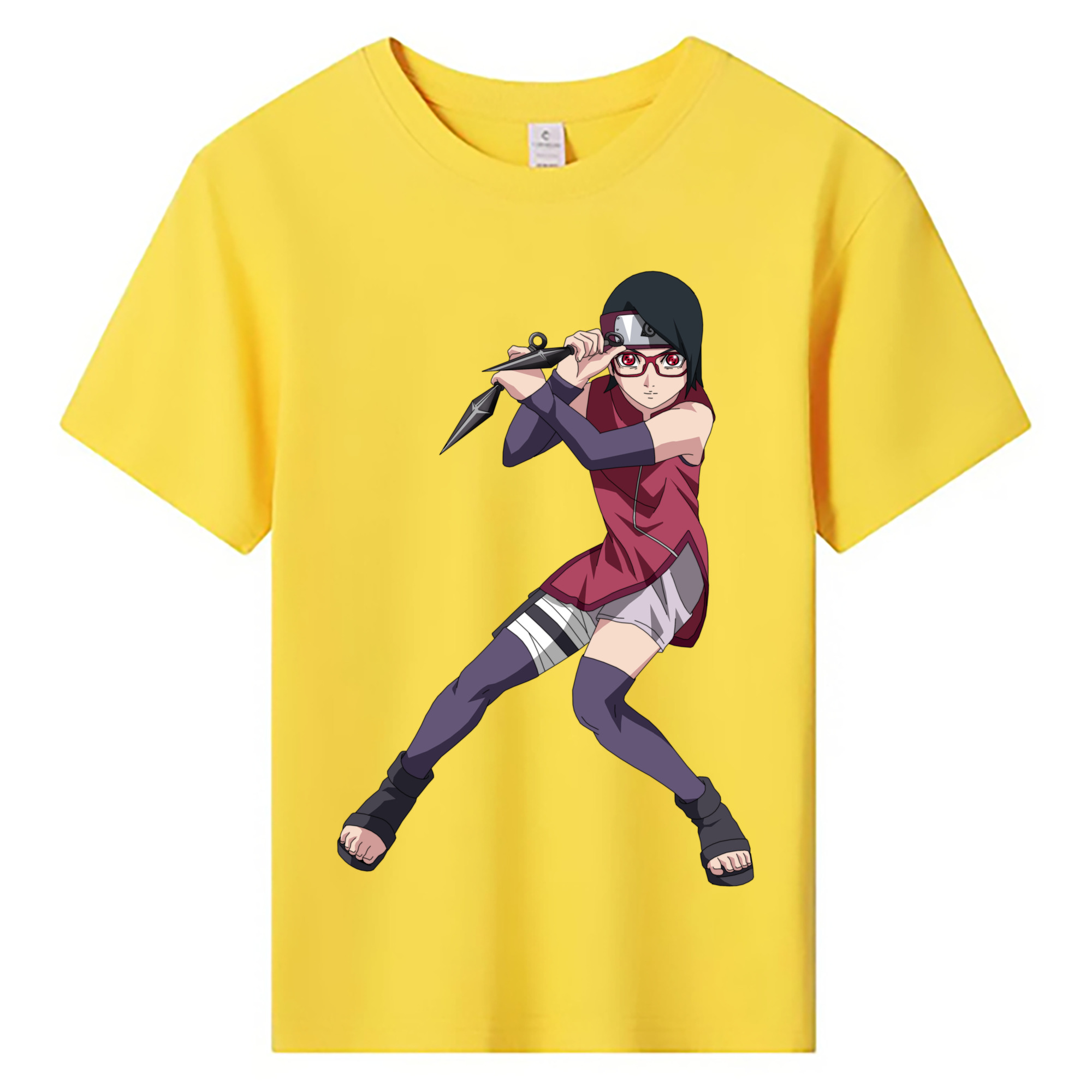 （画像用） NARUTO -ナルト- うちは サラダ Uchiha Sarada 綿100％キッズTシャツ（フロントプリント）