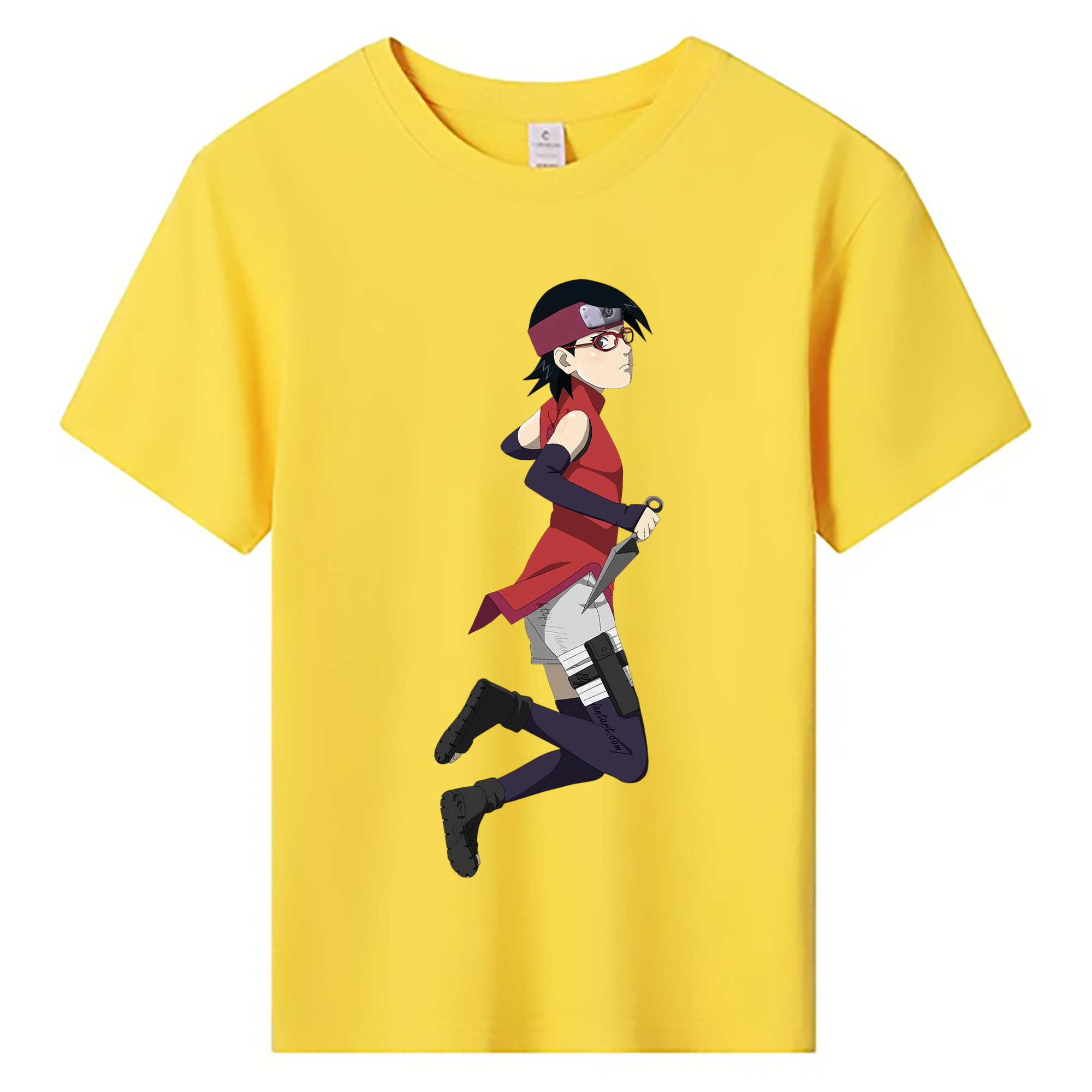 （画像用） NARUTO -ナルト- うちは サラダ Uchiha Sarada 綿100％キッズTシャツ（フロントプリント）