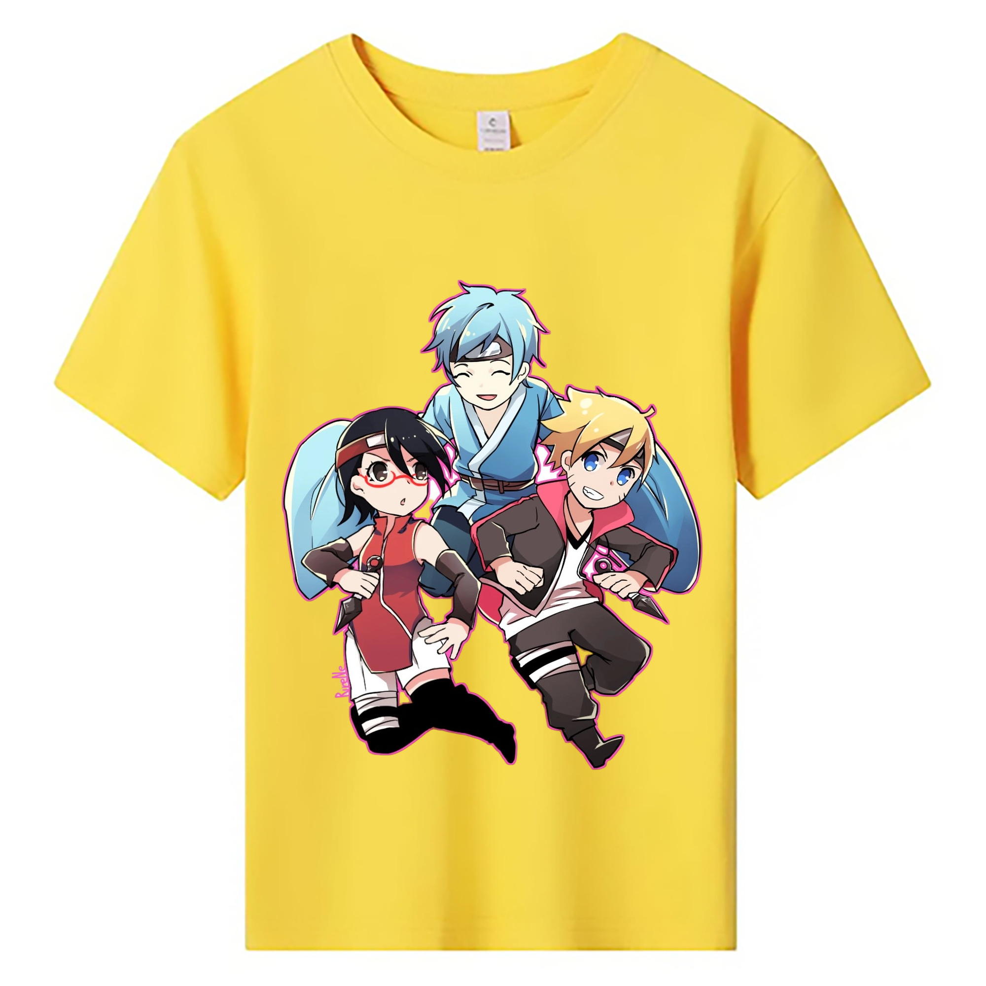 （画像用） NARUTO -ナルト- うちは サラダ Uchiha Sarada 綿100％キッズTシャツ（フロントプリント）