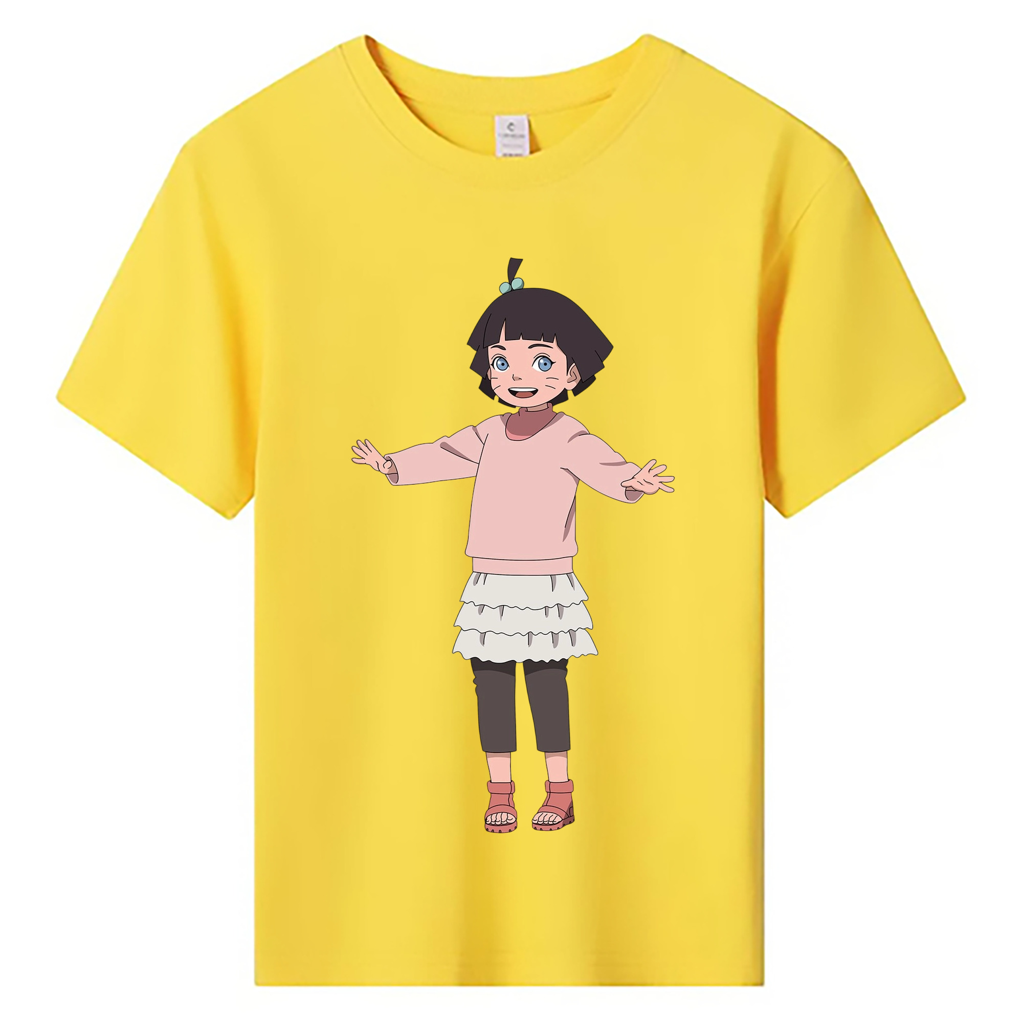 （画像用） NARUTO -ナルト- うずまき ヒマワリ Uzumaki Himawari 綿100％キッズTシャツ（フロントプリント）