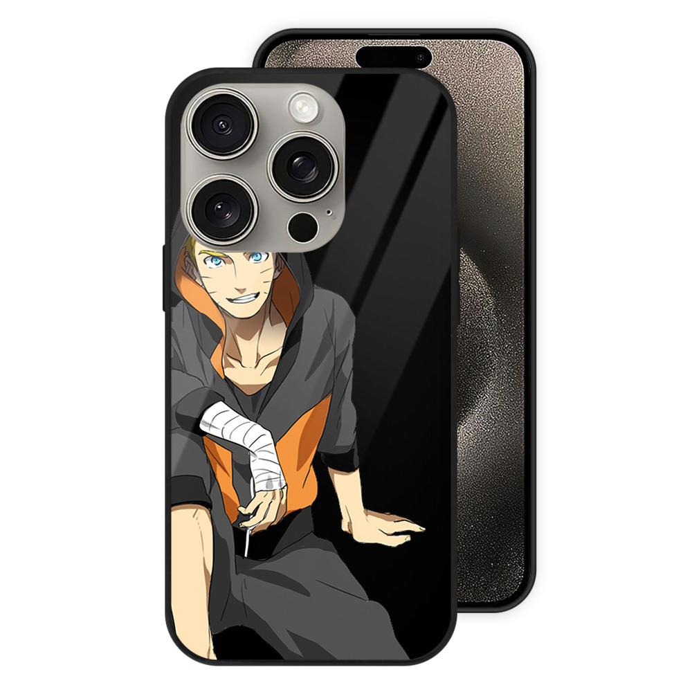 （画像用） NARUTO -ナルト- うずまき ナルト Uzumaki Naruto 【iPhone15Pro対応】スマホケース 耐衝撃＆黄変防止 背面ガラス