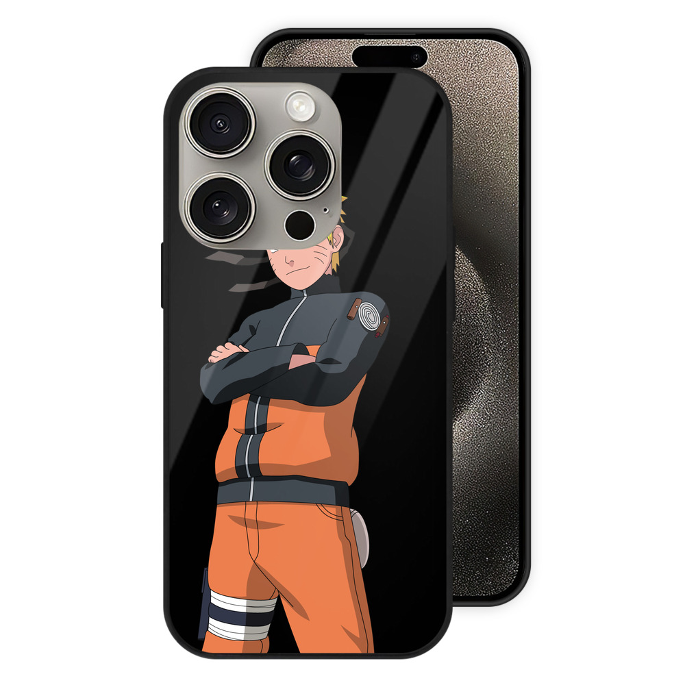 （画像用） NARUTO -ナルト- うずまき ナルト Uzumaki Naruto 【iPhone15Pro対応】スマホケース 耐衝撃＆黄変防止 背面ガラス