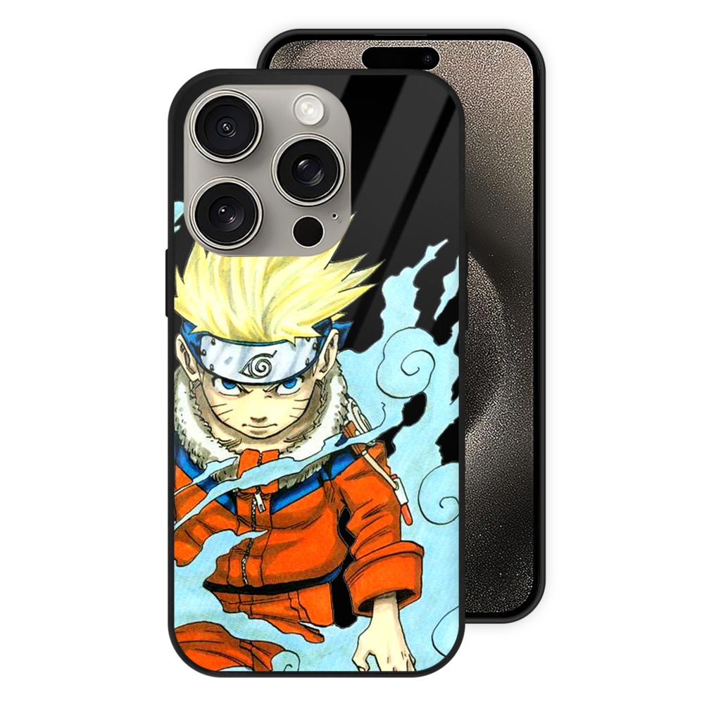 （画像用） NARUTO -ナルト- うずまき ナルト Uzumaki Naruto 【iPhone15Pro対応】スマホケース 耐衝撃＆黄変防止 背面ガラス