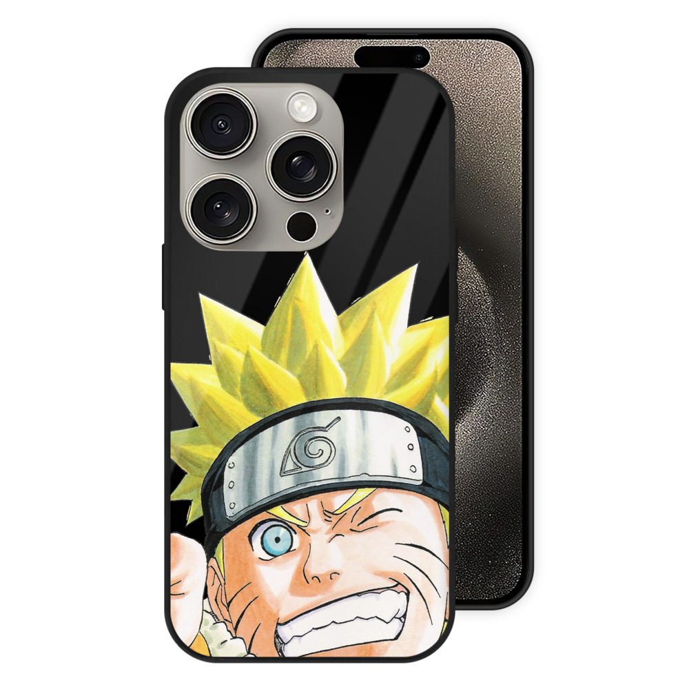 （画像用） NARUTO -ナルト- うずまき ナルト Uzumaki Naruto 【iPhone15Pro対応】スマホケース 耐衝撃＆黄変防止 背面ガラス