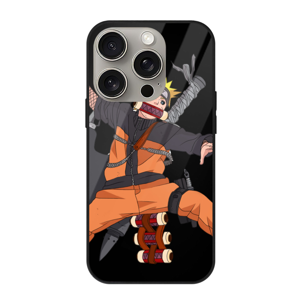（画像用） NARUTO -ナルト- うずまき ナルト Uzumaki Naruto 【iPhone15Pro対応】スマホケース 耐衝撃＆黄変防止 背面ガラス