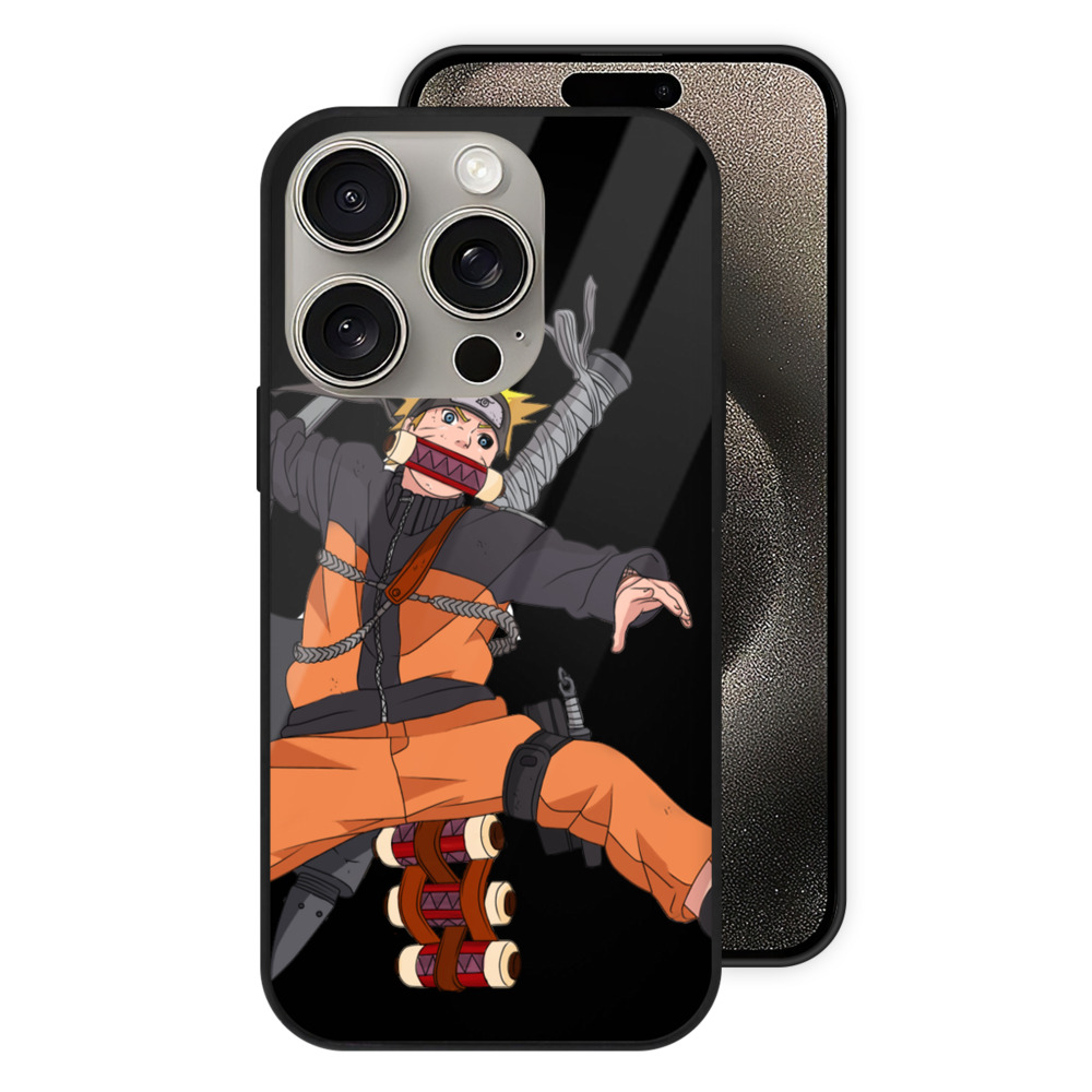 （画像用） NARUTO -ナルト- うずまき ナルト Uzumaki Naruto 【iPhone15Pro対応】スマホケース 耐衝撃＆黄変防止 背面ガラス