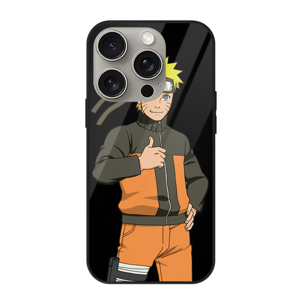 （画像用） NARUTO -ナルト- うずまき ナルト Uzumaki Naruto 【iPhone15Pro対応】スマホケース 耐衝撃＆黄変防止 背面ガラス