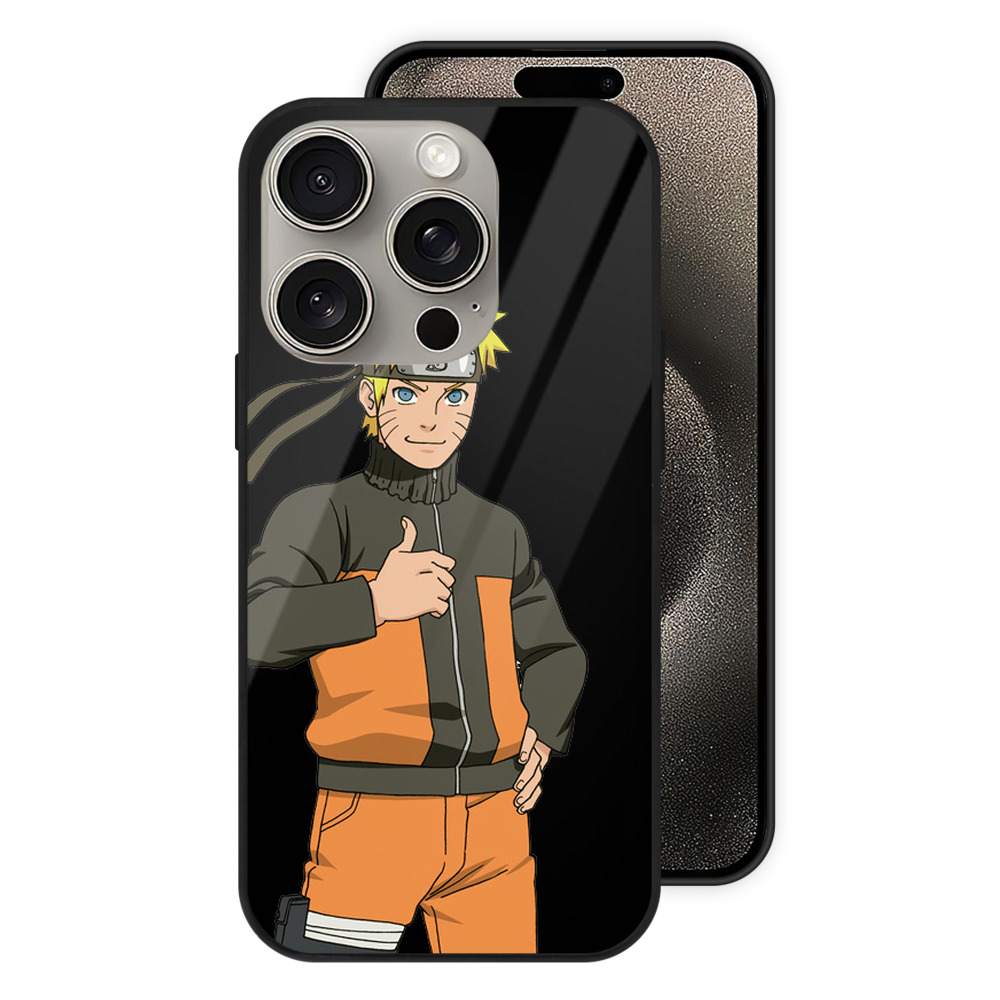 （画像用） NARUTO -ナルト- うずまき ナルト Uzumaki Naruto 【iPhone15Pro対応】スマホケース 耐衝撃＆黄変防止 背面ガラス