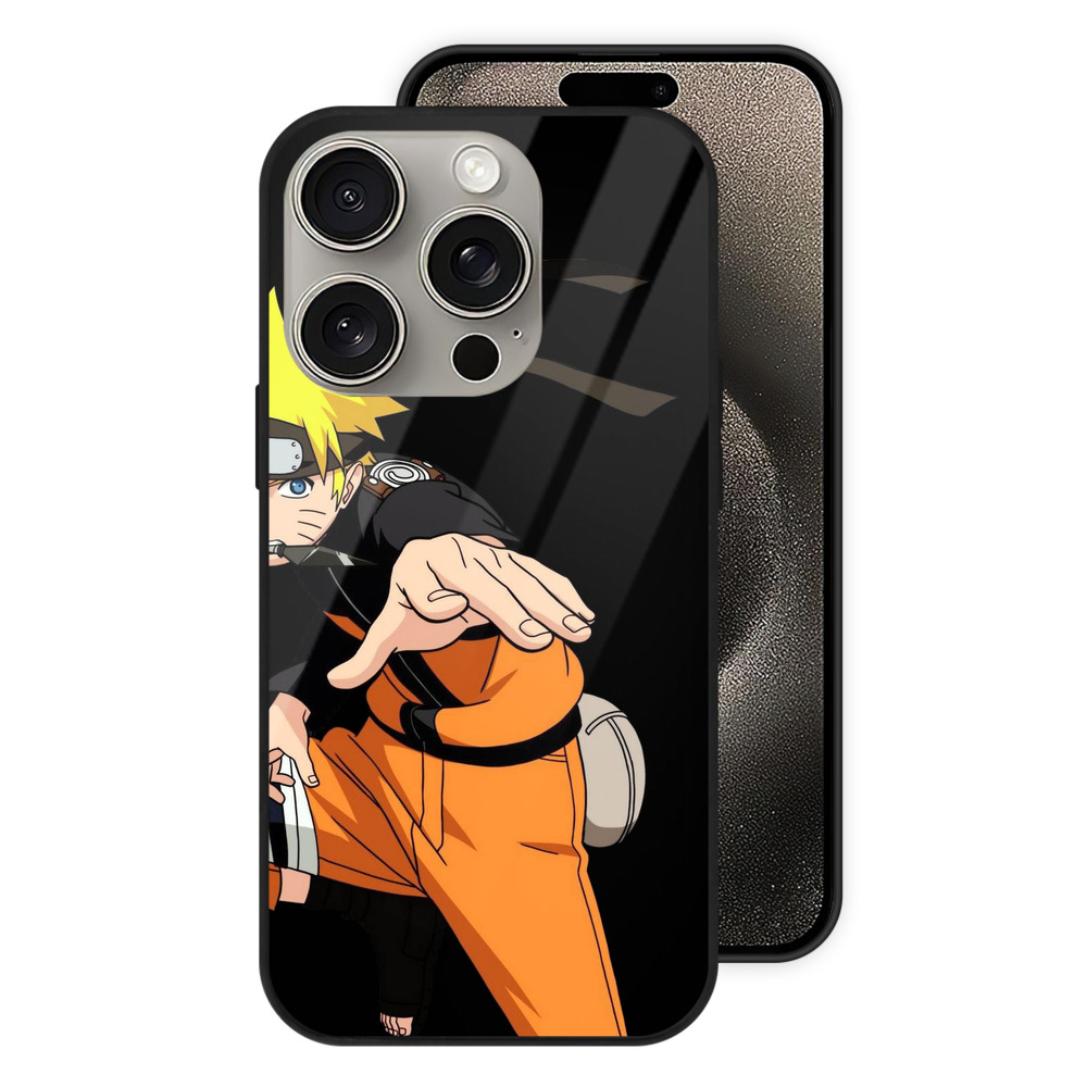 （画像用） NARUTO -ナルト- うずまき ナルト Uzumaki Naruto 【iPhone15Pro対応】スマホケース 耐衝撃＆黄変防止 背面ガラス