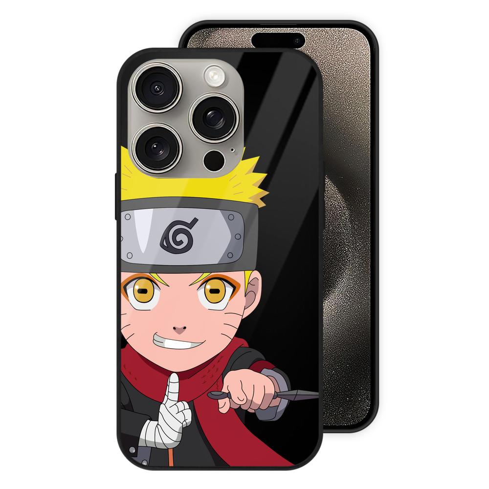 （画像用） NARUTO -ナルト- うずまき ナルト Uzumaki Naruto 【iPhone15Pro対応】スマホケース 耐衝撃＆黄変防止 背面ガラス