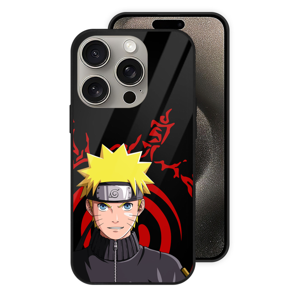 （画像用） NARUTO -ナルト- うずまき ナルト Uzumaki Naruto 【iPhone15Pro対応】スマホケース 耐衝撃＆黄変防止 背面ガラス