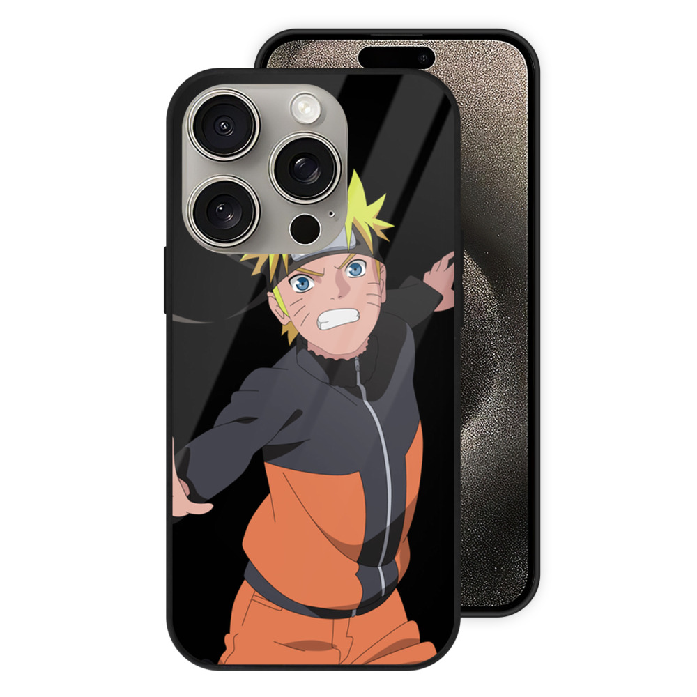 （画像用） NARUTO -ナルト- うずまき ナルト Uzumaki Naruto 【iPhone15Pro対応】スマホケース 耐衝撃＆黄変防止 背面ガラス