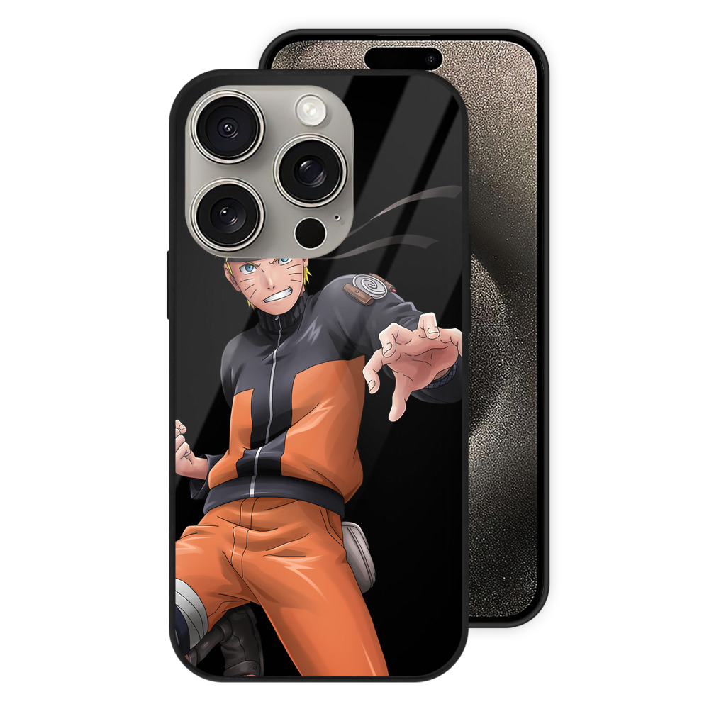 （画像用） NARUTO -ナルト- うずまき ナルト Uzumaki Naruto 【iPhone15Pro対応】スマホケース 耐衝撃＆黄変防止 背面ガラス