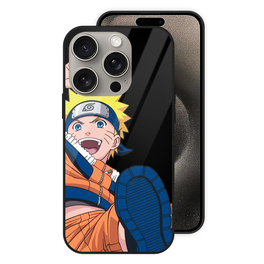 （画像用） NARUTO -ナルト- うずまき ナルト Uzumaki Naruto 【iPhone15Pro対応】スマホケース 耐衝撃＆黄変防止 背面ガラス