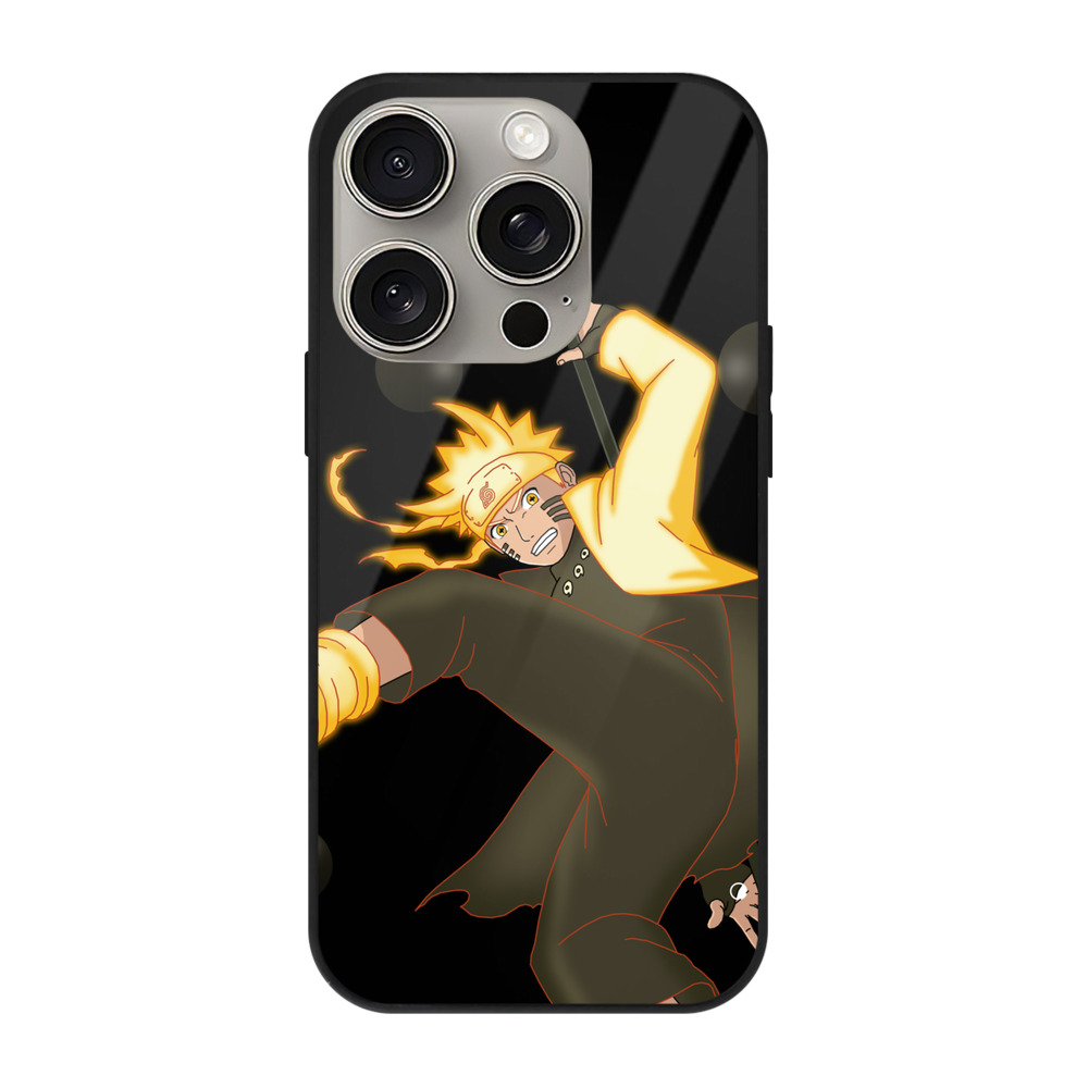 （画像用） NARUTO -ナルト- うずまき ナルト Uzumaki Naruto 【iPhone15Pro対応】スマホケース 耐衝撃＆黄変防止 背面ガラス