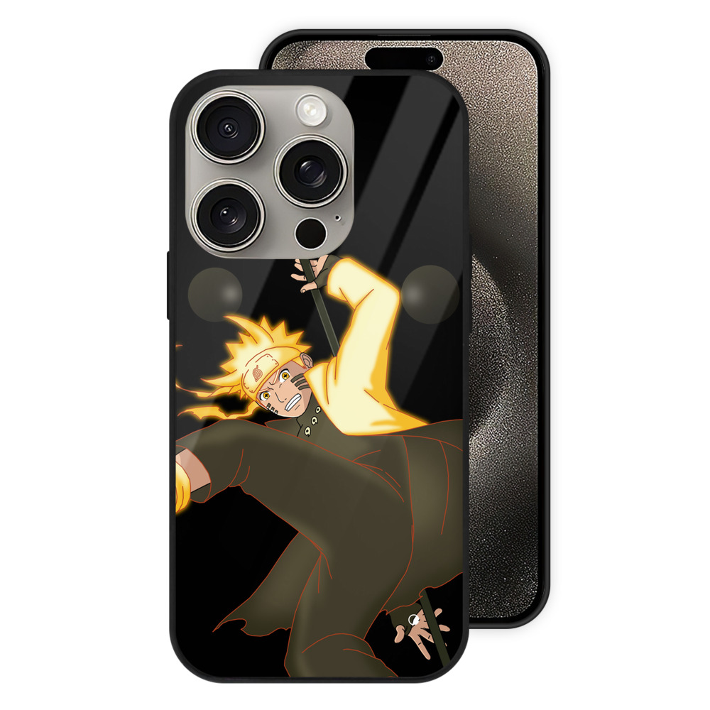 （画像用） NARUTO -ナルト- うずまき ナルト Uzumaki Naruto 【iPhone15Pro対応】スマホケース 耐衝撃＆黄変防止 背面ガラス