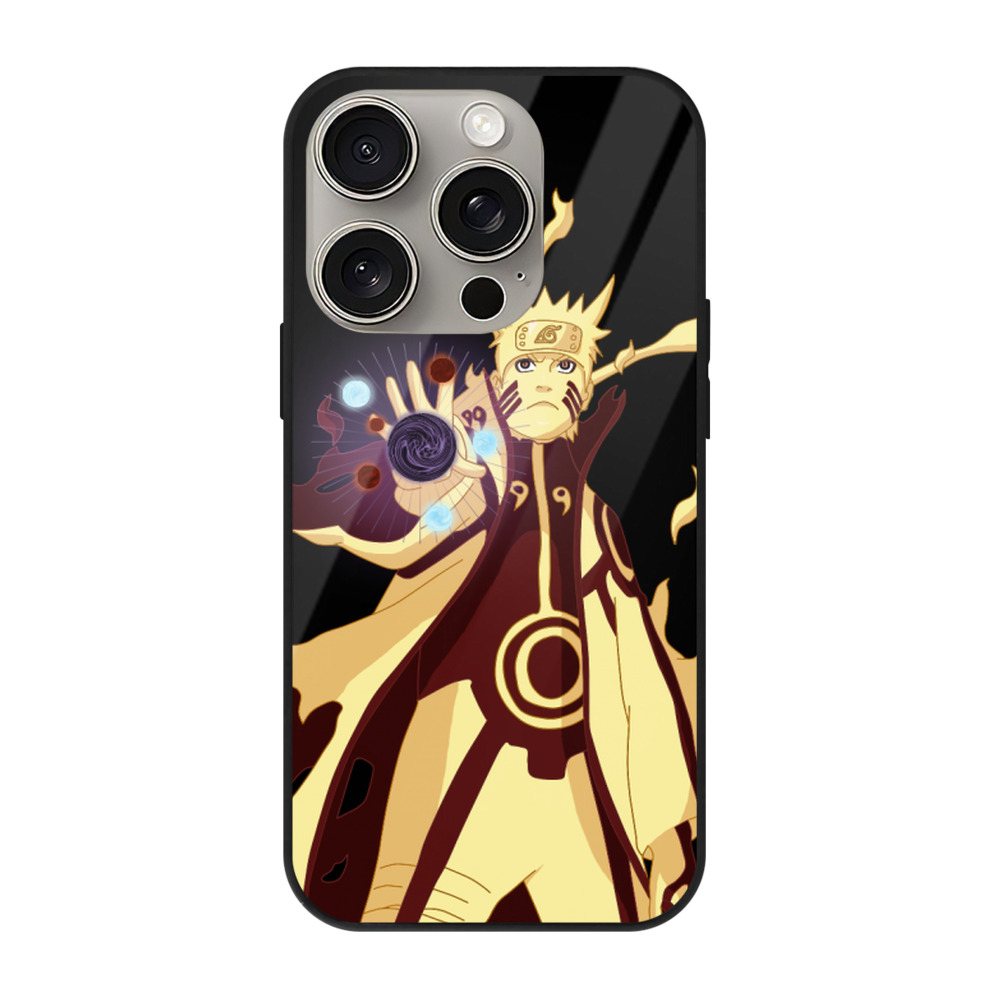 （画像用） NARUTO -ナルト- うずまき ナルト Uzumaki Naruto 【iPhone15Pro対応】スマホケース 耐衝撃＆黄変防止 背面ガラス