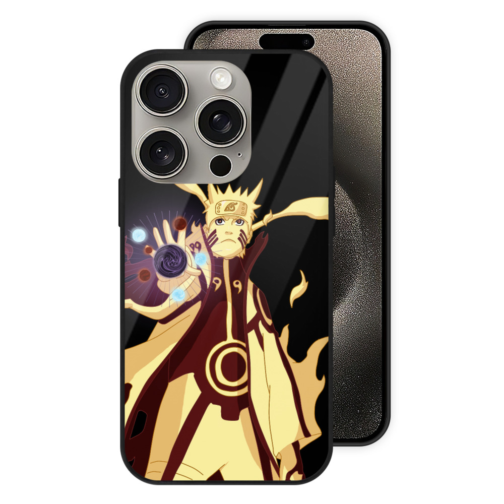 （画像用） NARUTO -ナルト- うずまき ナルト Uzumaki Naruto 【iPhone15Pro対応】スマホケース 耐衝撃＆黄変防止 背面ガラス