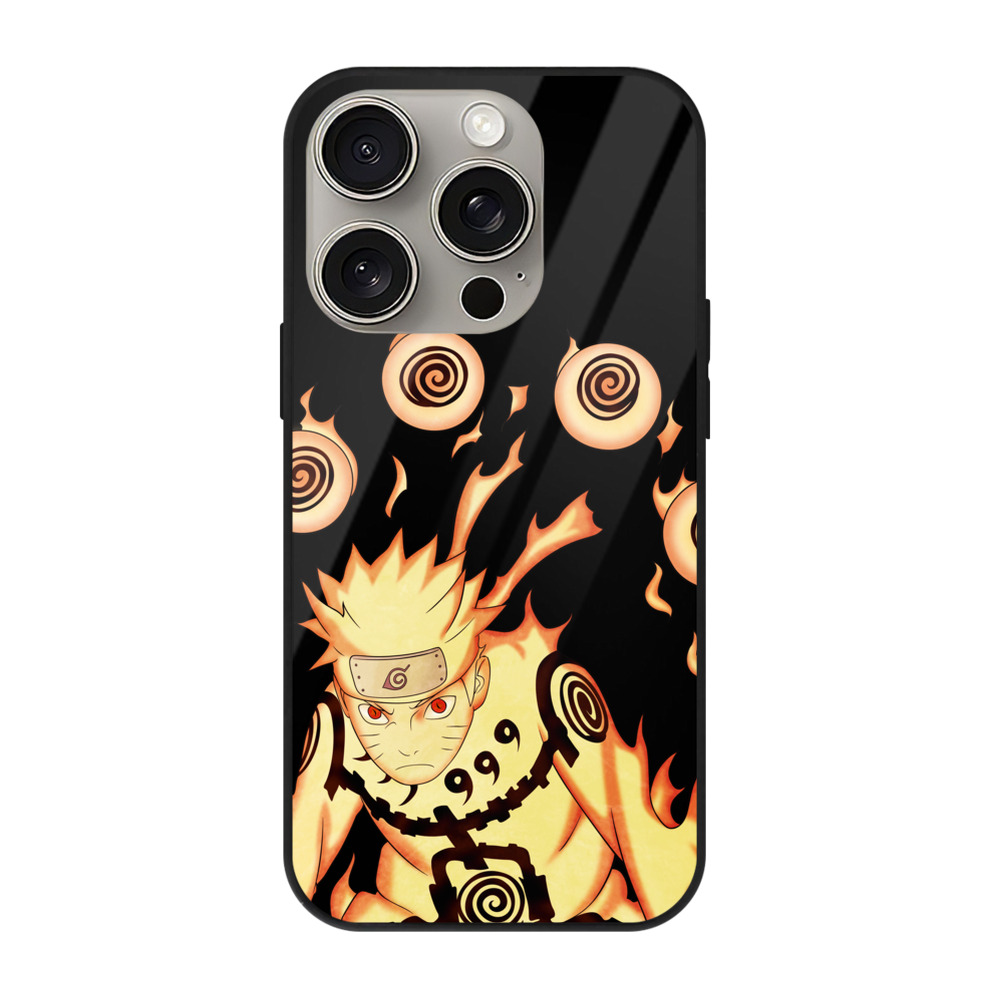 （画像用） NARUTO -ナルト- うずまき ナルト Uzumaki Naruto 【iPhone15Pro対応】スマホケース 耐衝撃＆黄変防止 背面ガラス