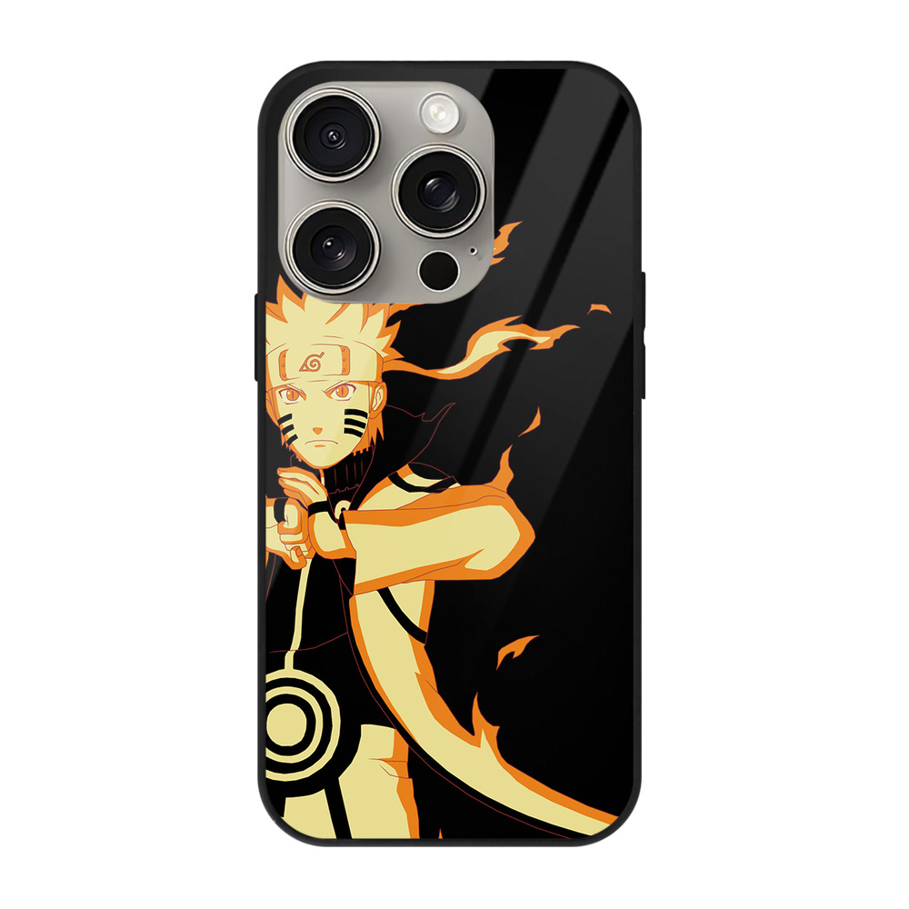 （画像用） NARUTO -ナルト- うずまき ナルト Uzumaki Naruto 【iPhone15Pro対応】スマホケース 耐衝撃＆黄変防止 背面ガラス