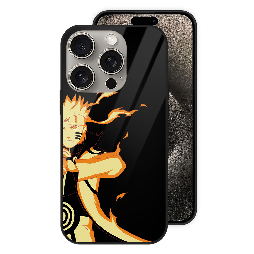 （画像用） NARUTO -ナルト- うずまき ナルト Uzumaki Naruto 【iPhone15Pro対応】スマホケース 耐衝撃＆黄変防止 背面ガラス