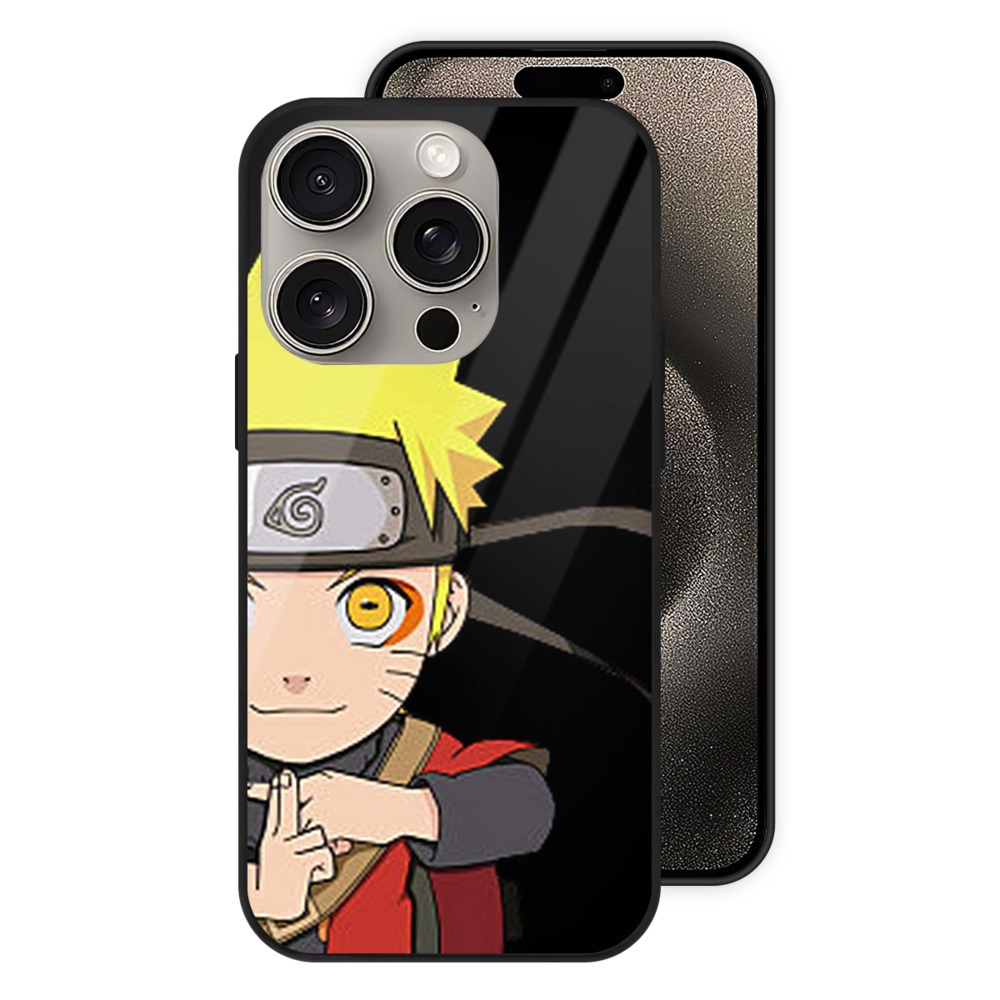 （画像用） NARUTO -ナルト- うずまき ナルト Uzumaki Naruto 【iPhone15Pro対応】スマホケース 耐衝撃＆黄変防止 背面ガラス