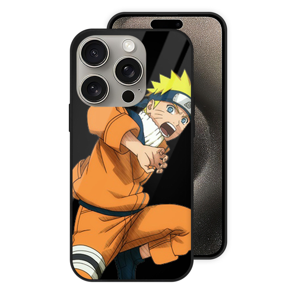（画像用） NARUTO -ナルト- うずまき ナルト Uzumaki Naruto 【iPhone15Pro対応】スマホケース 耐衝撃＆黄変防止 背面ガラス