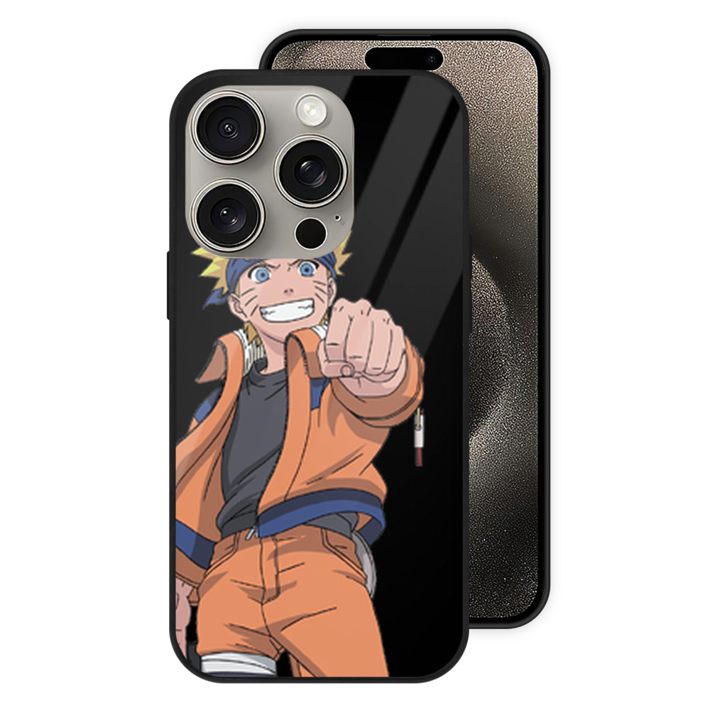 （画像用） NARUTO -ナルト- うずまき ナルト Uzumaki Naruto 【iPhone15Pro対応】スマホケース 耐衝撃＆黄変防止 背面ガラス